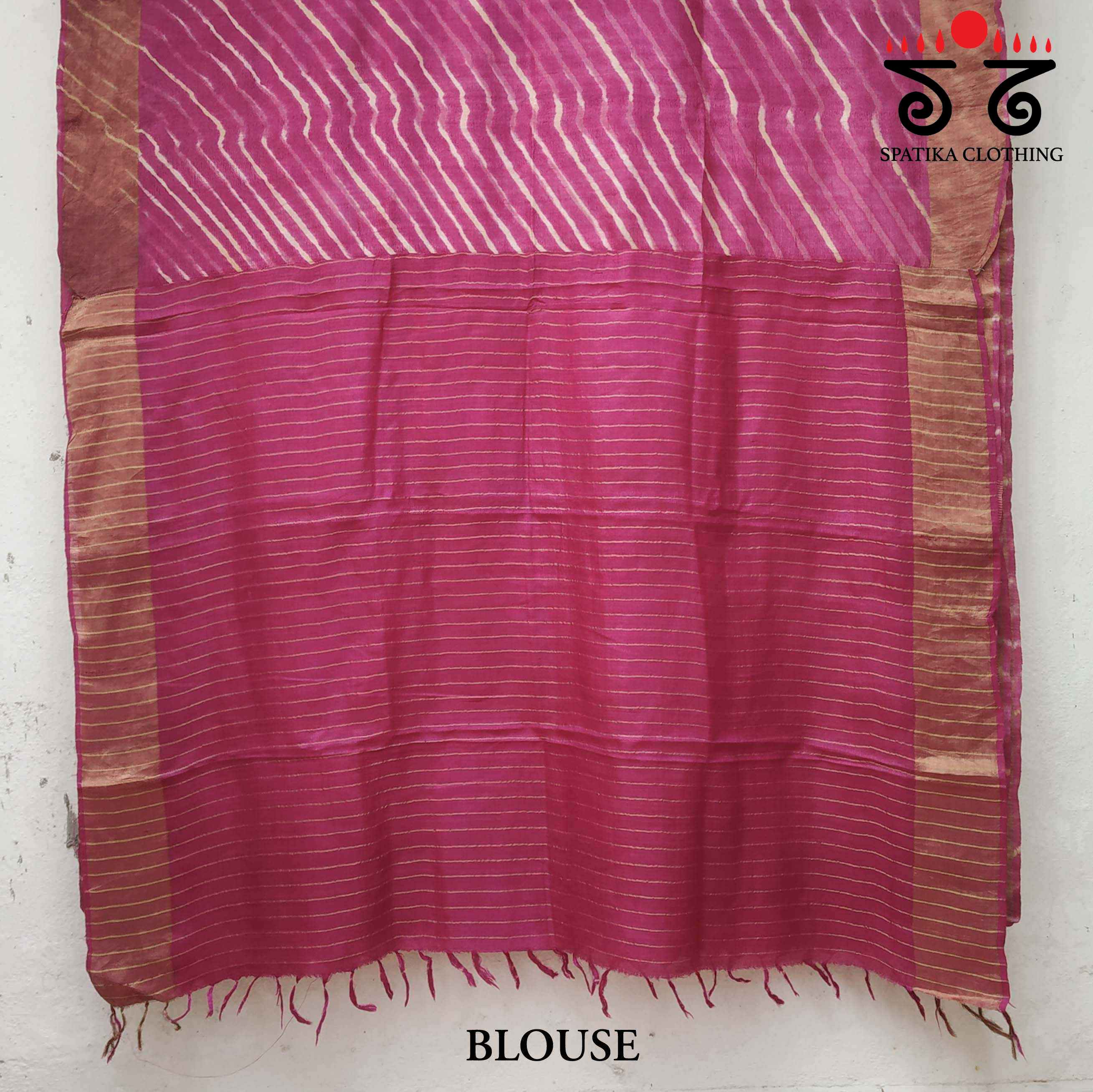 Leheriya on Pink Tussar Silk Saree