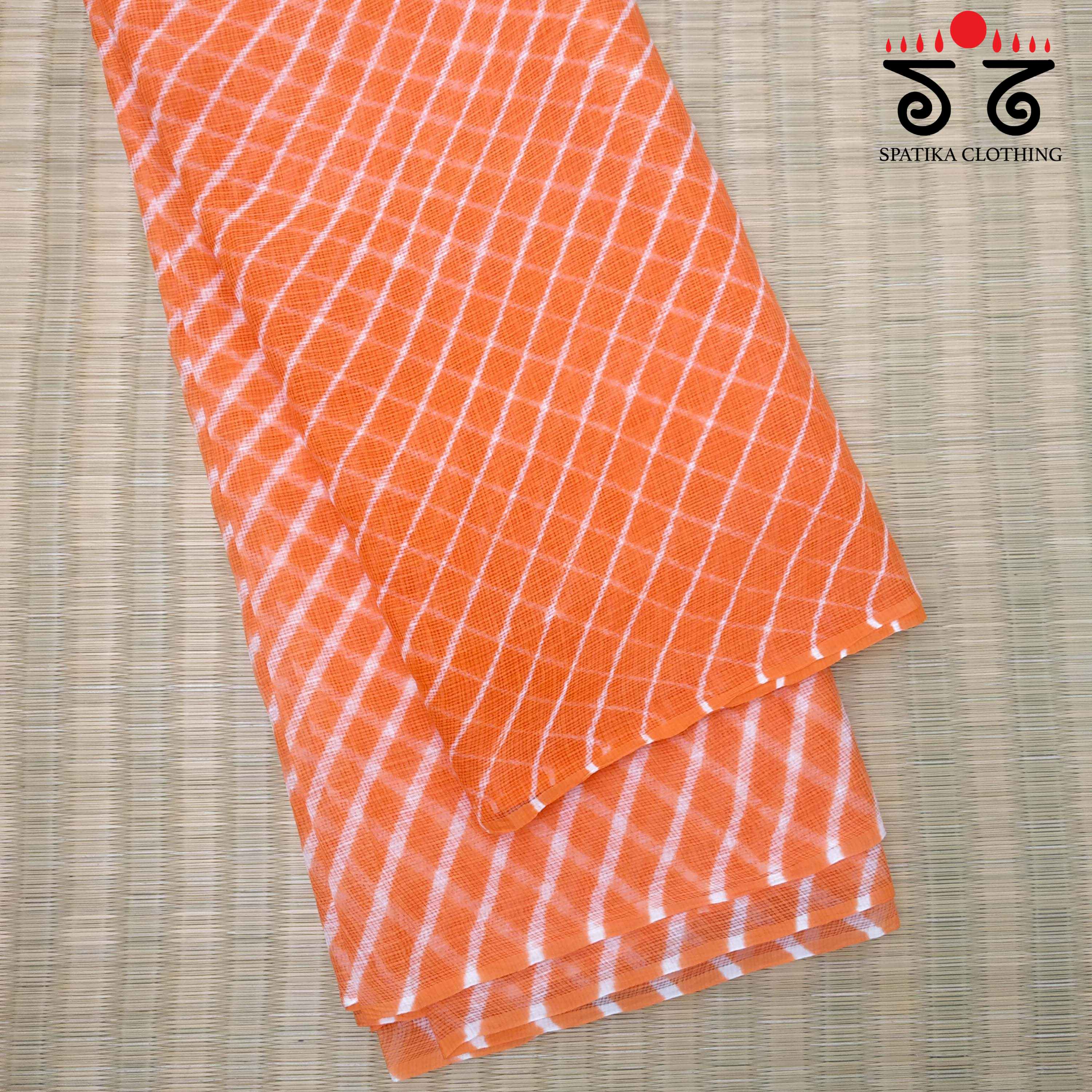 Leheriya on Orange Kota Saree