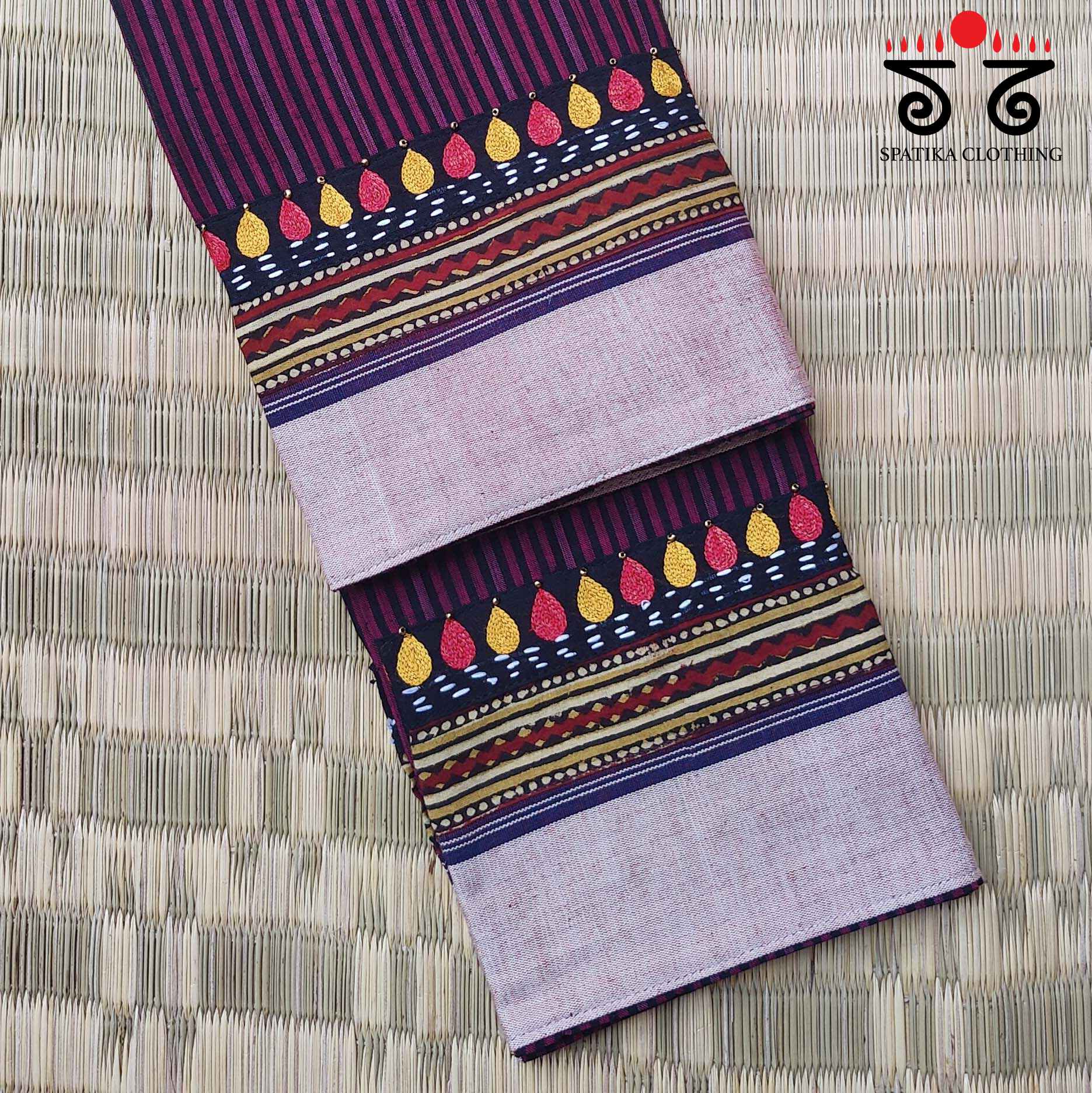 Handwoven Cotton - Hand Embroidered Blouse Fabric