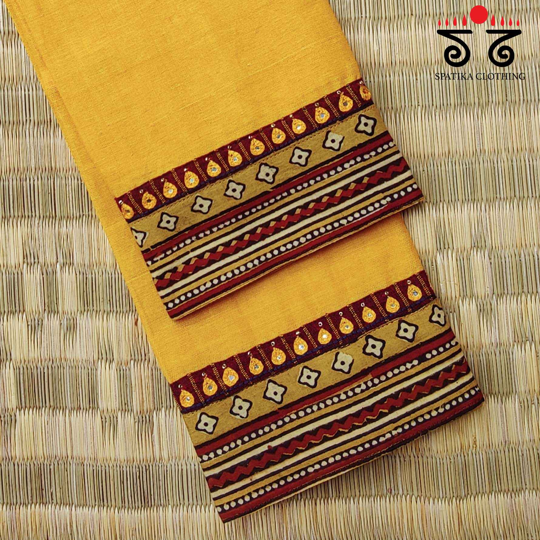 Mangalagiri Cotton - Hand Embroidered Blouse Fabric