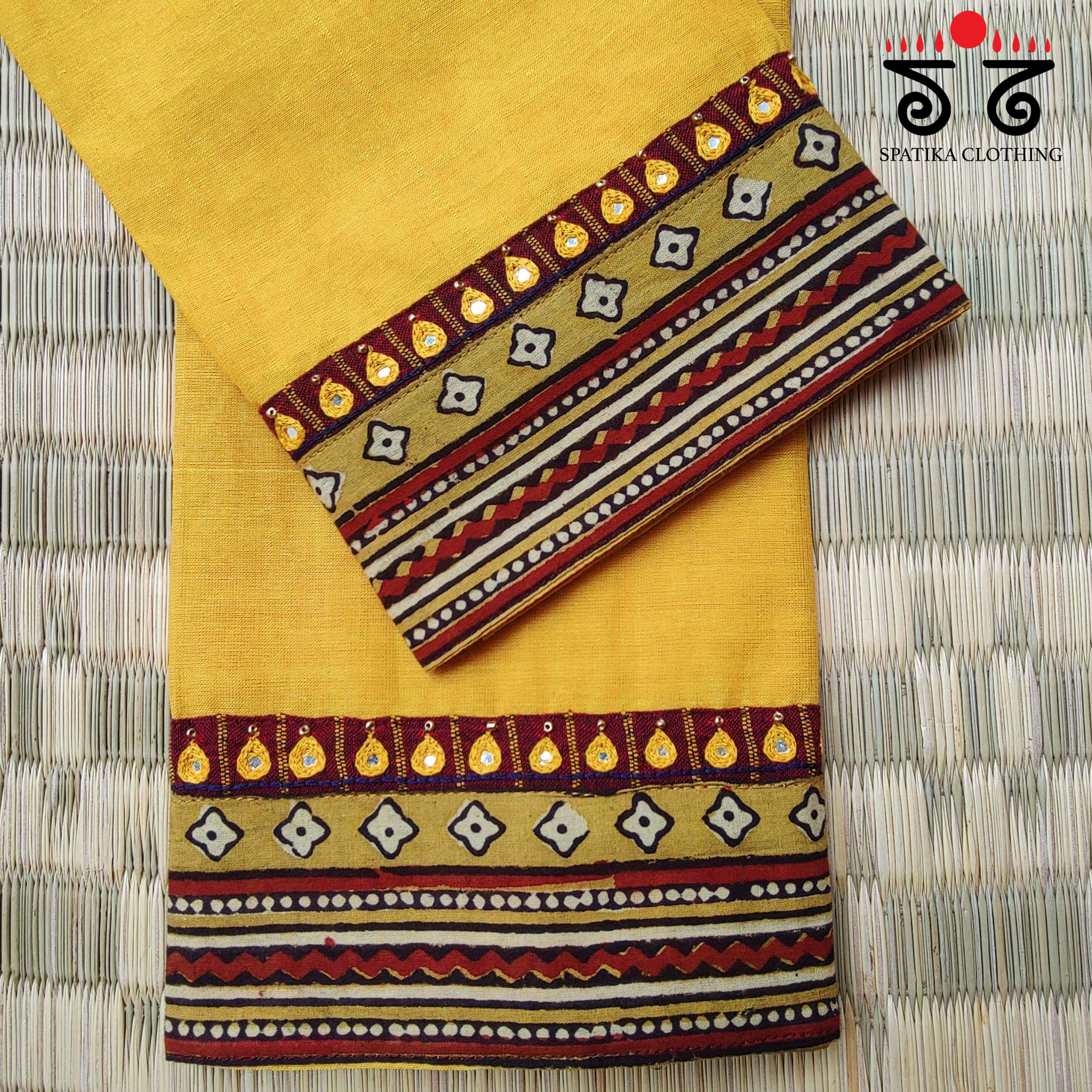 Mangalagiri Cotton - Hand Embroidered Blouse Fabric