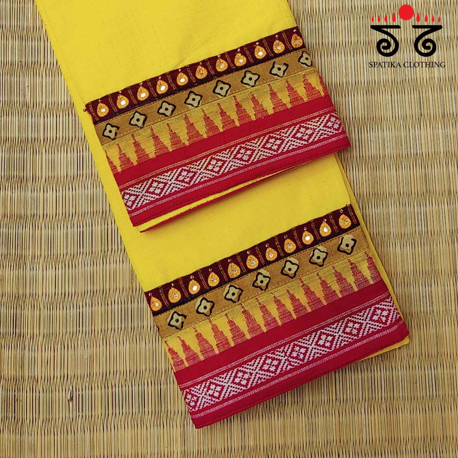 Mangalagiri Cotton - Hand Embroidered Blouse Fabric