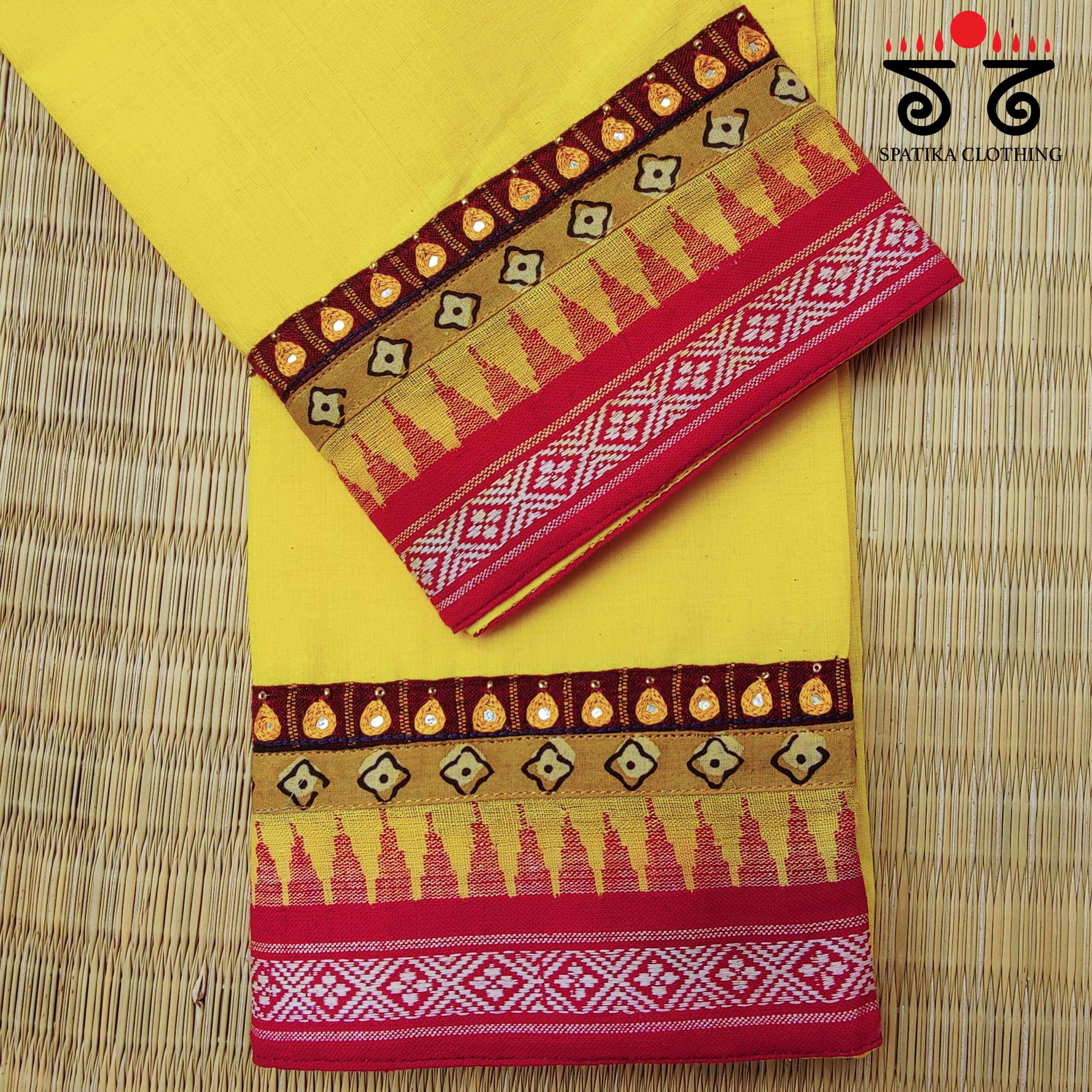 Mangalagiri Cotton - Hand Embroidered Blouse Fabric