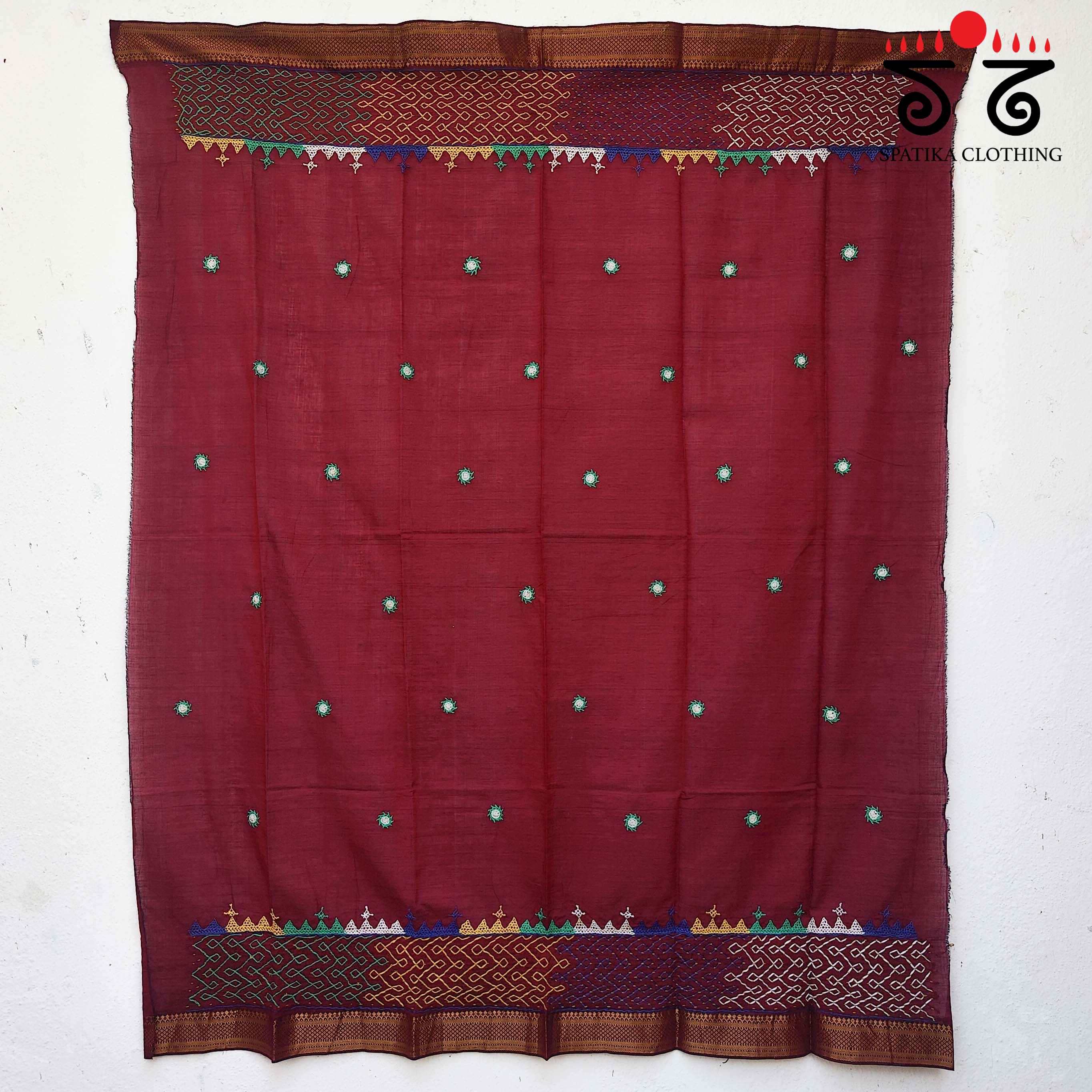Lambani Handembroidery on Mangalagiri Cotton Blouse Fabric