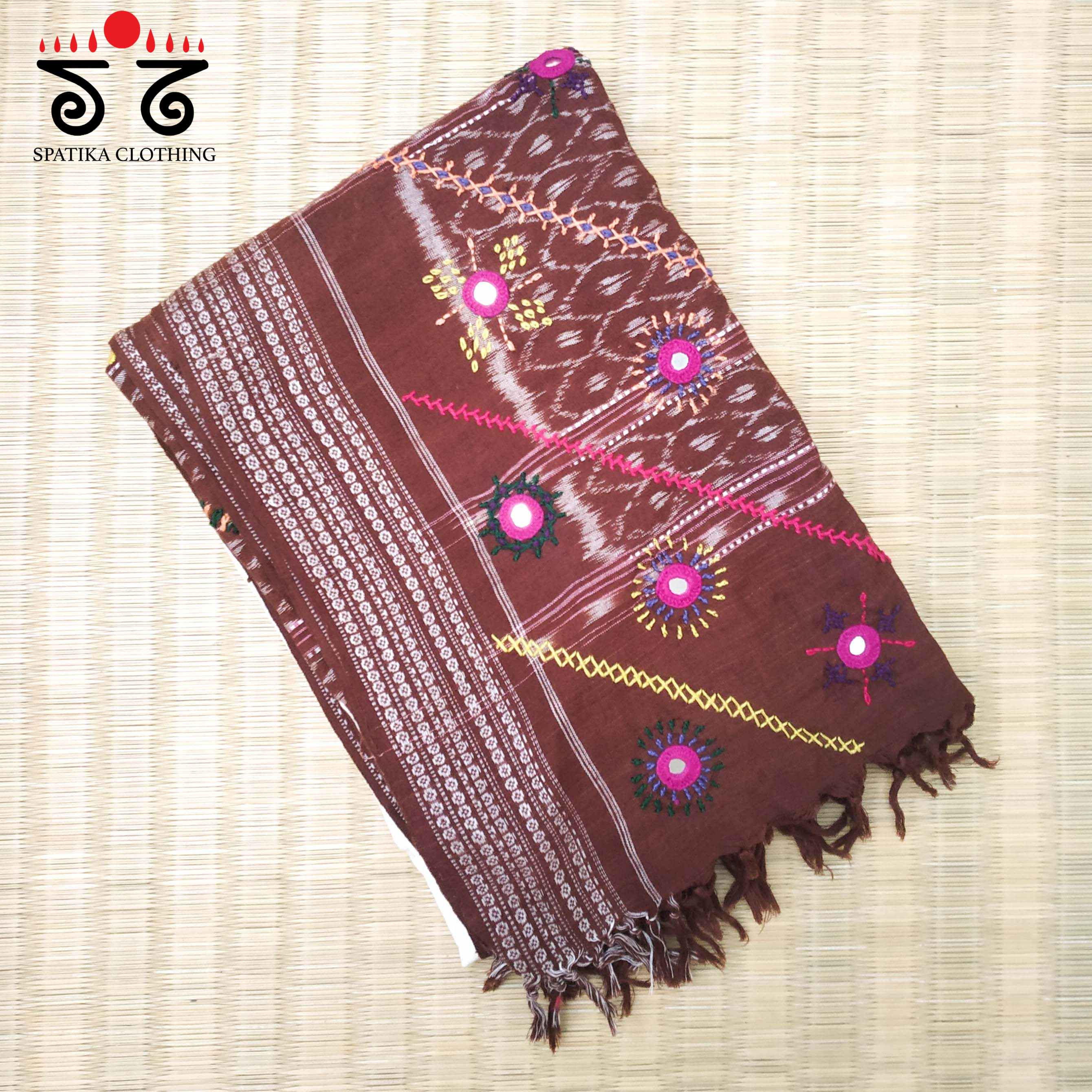 Lambani Handembroidery on Ikat Dupatta