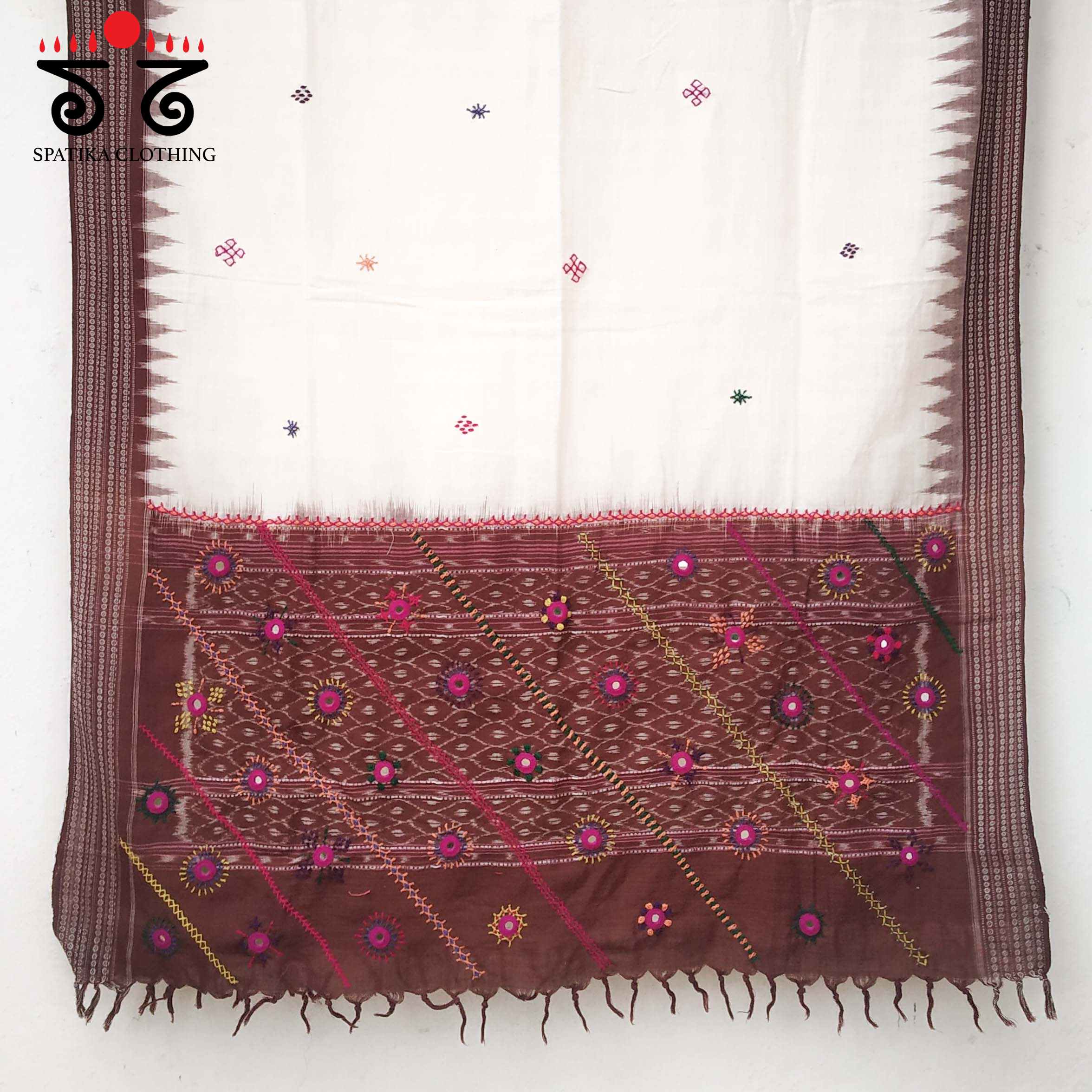 Lambani Handembroidery on Ikat Dupatta