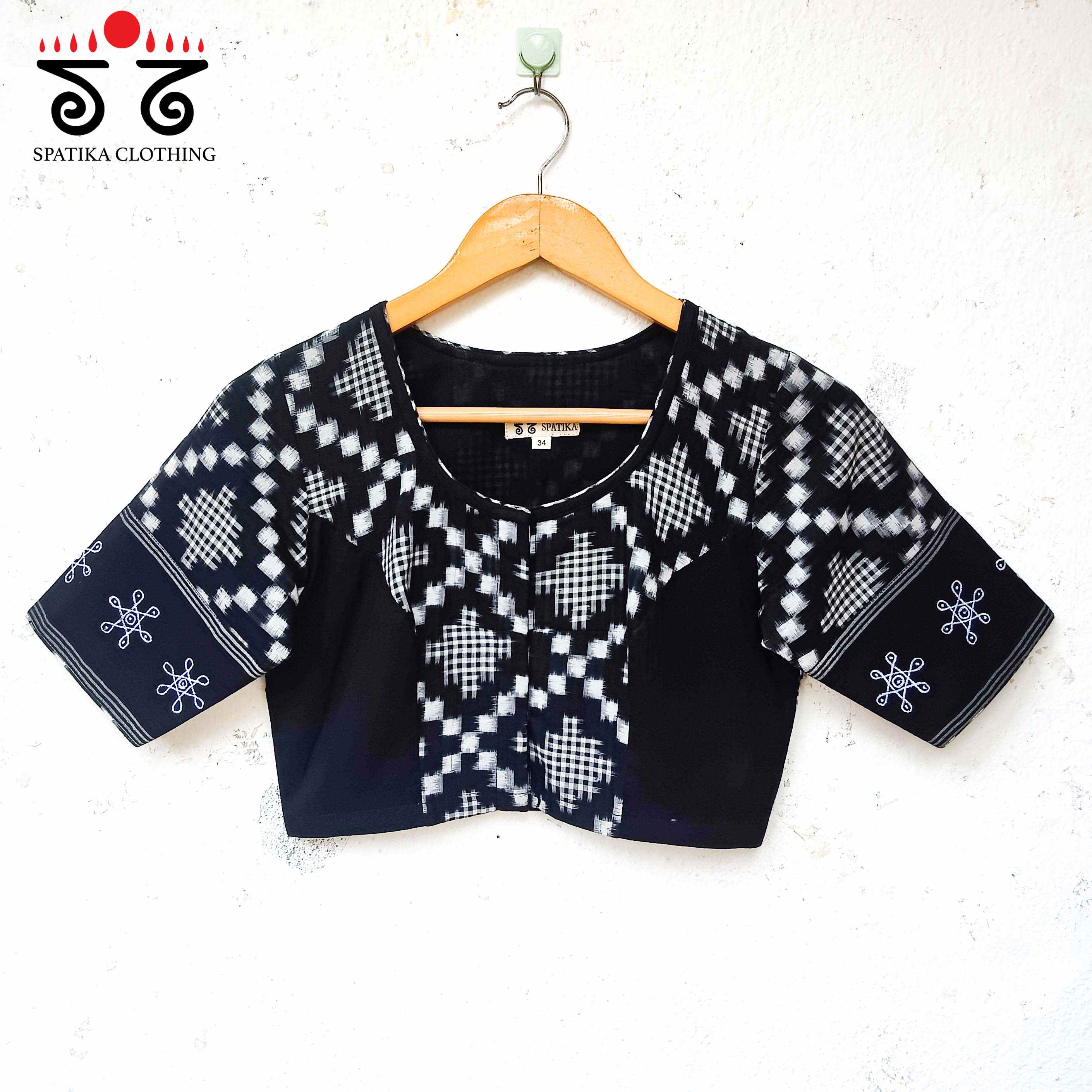 The Telia Rumal - Black & White Kolam Blouse
