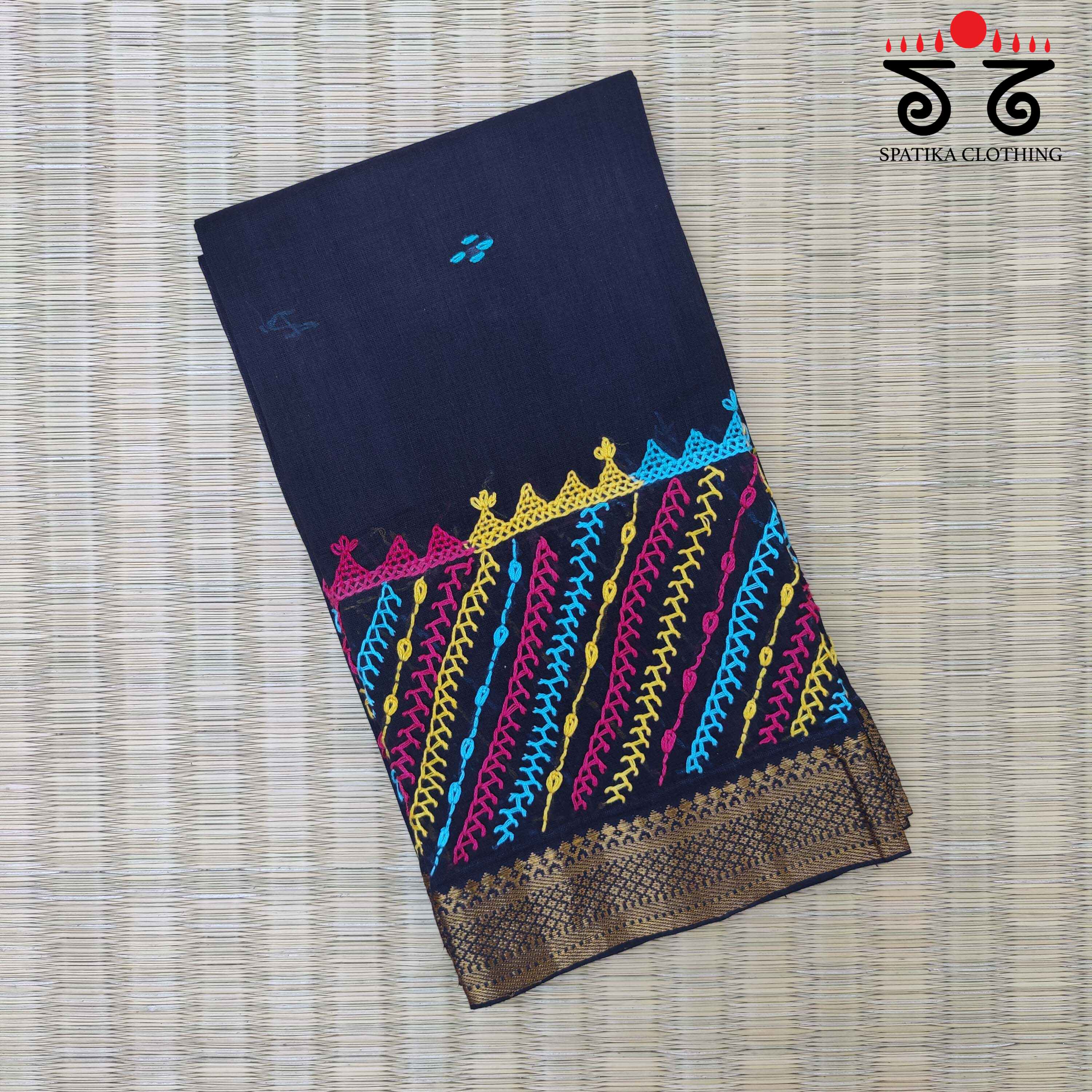 Lambani Handembroidery on Mangalagiri Cotton Blouse Fabric