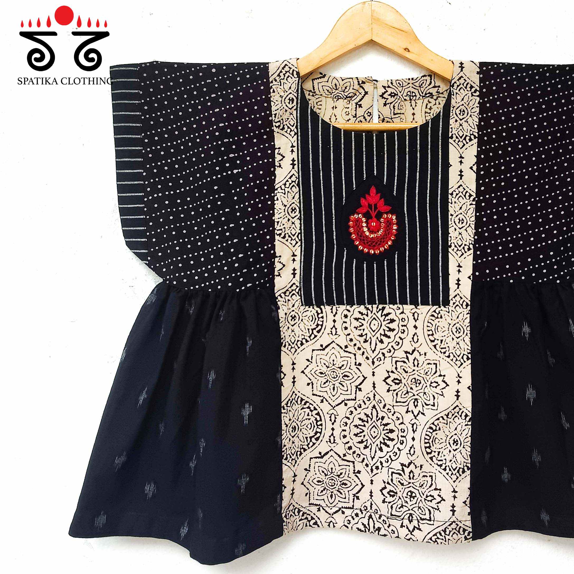 Hand - Embroidered Frilled Croptop