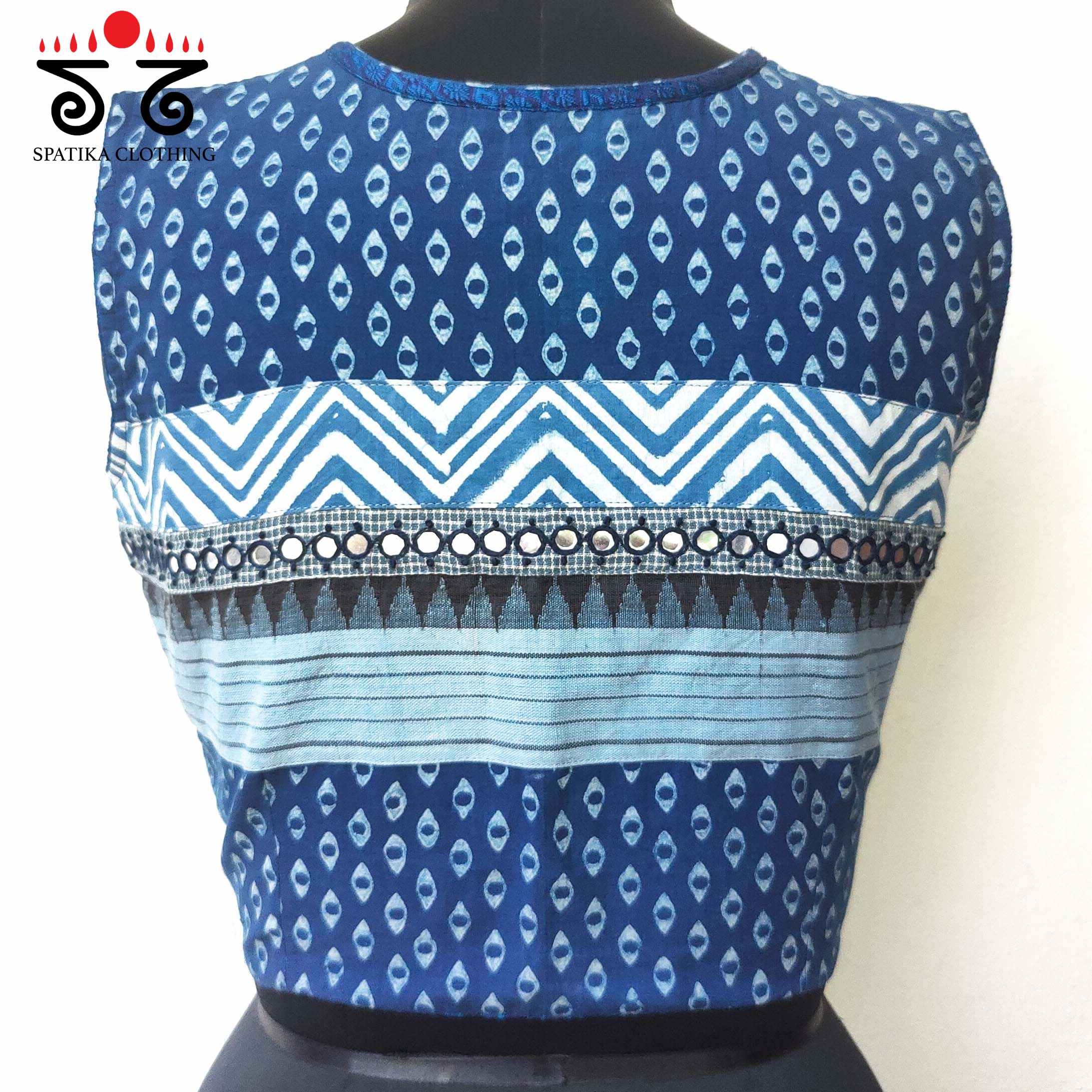 Ajrak Hand embroidered Blouse - Sleeveless!