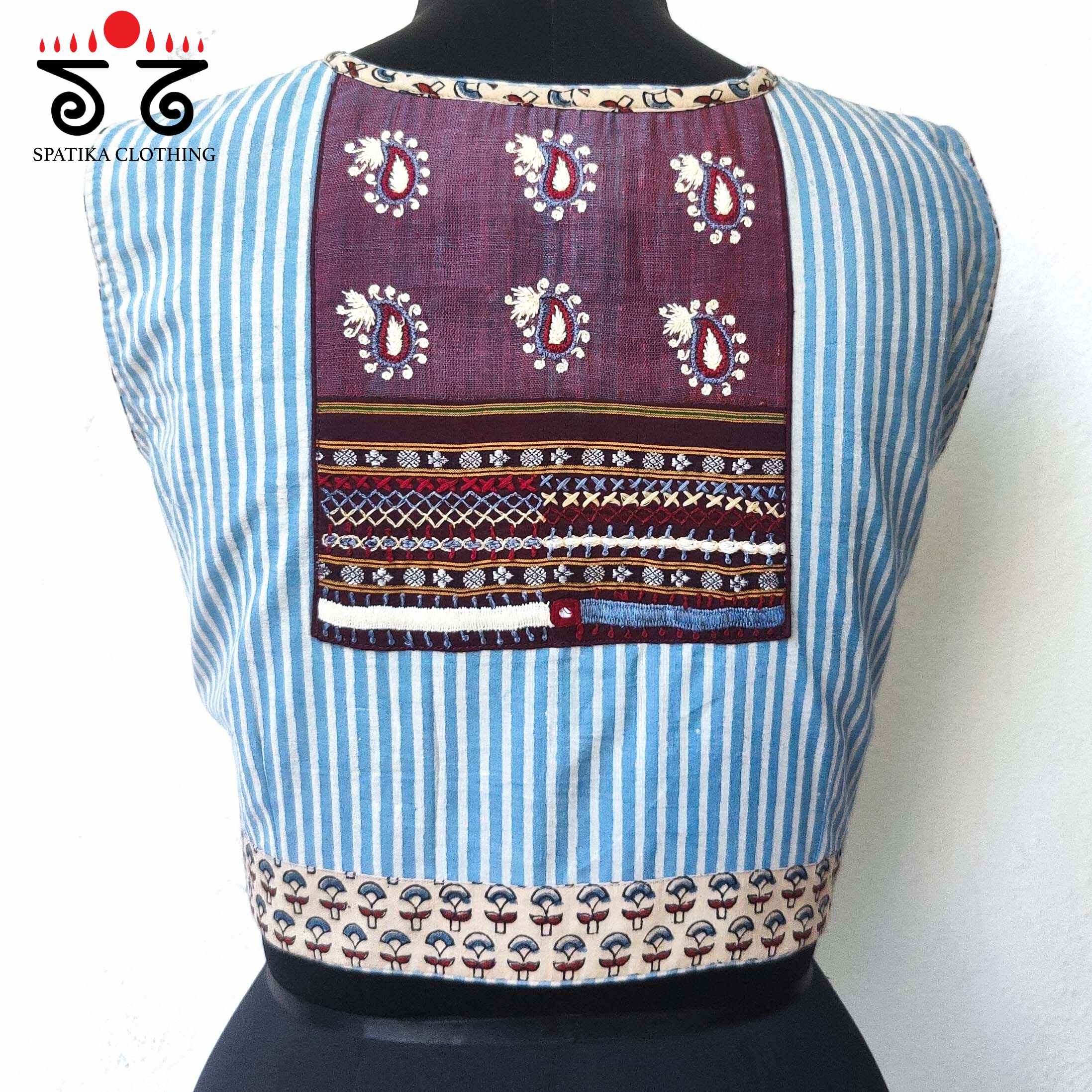 Ajrak Hand embroidered Blouse - Sleeveless!
