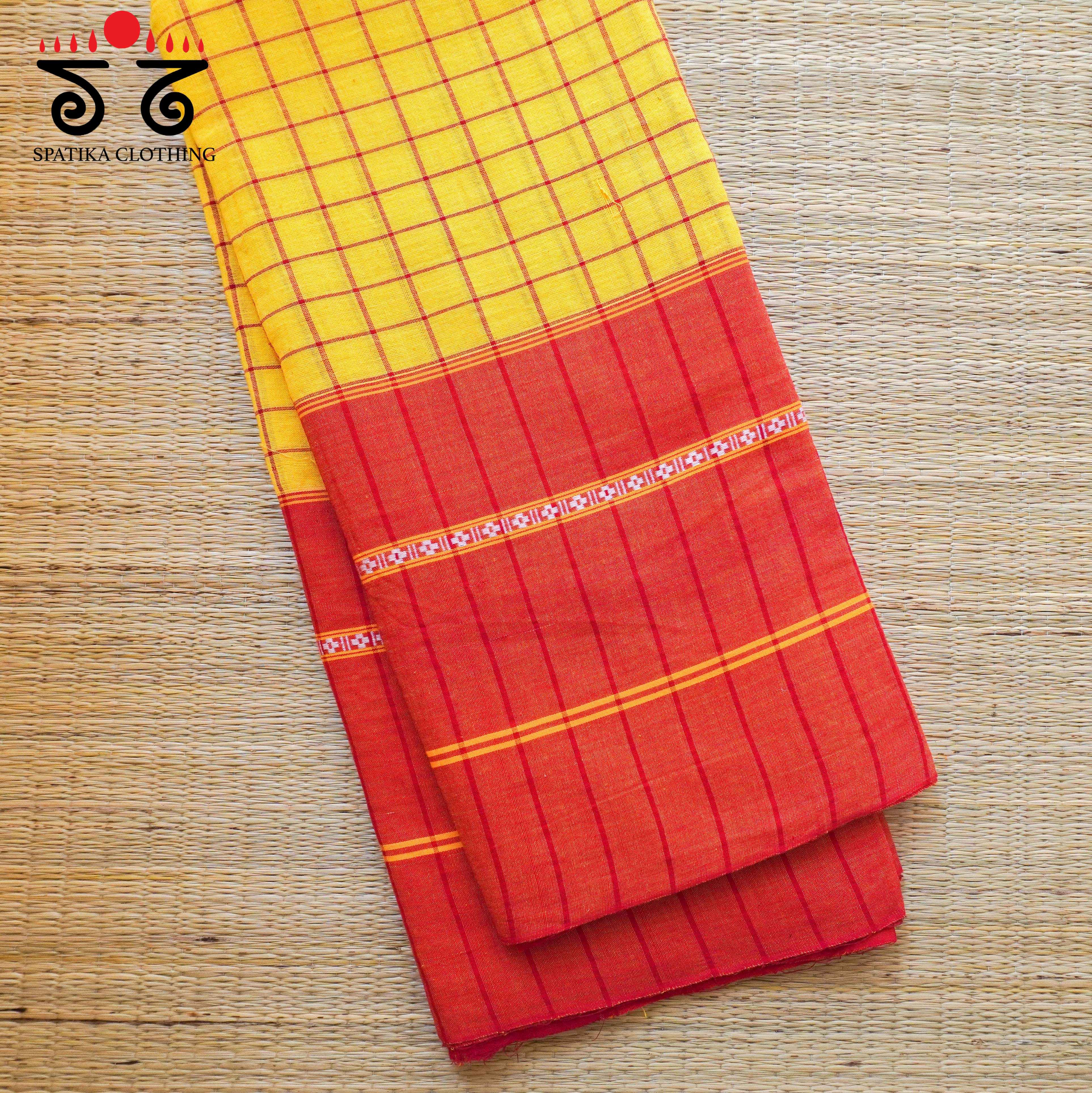 Yellow & Red Chettinad Cotton Saree