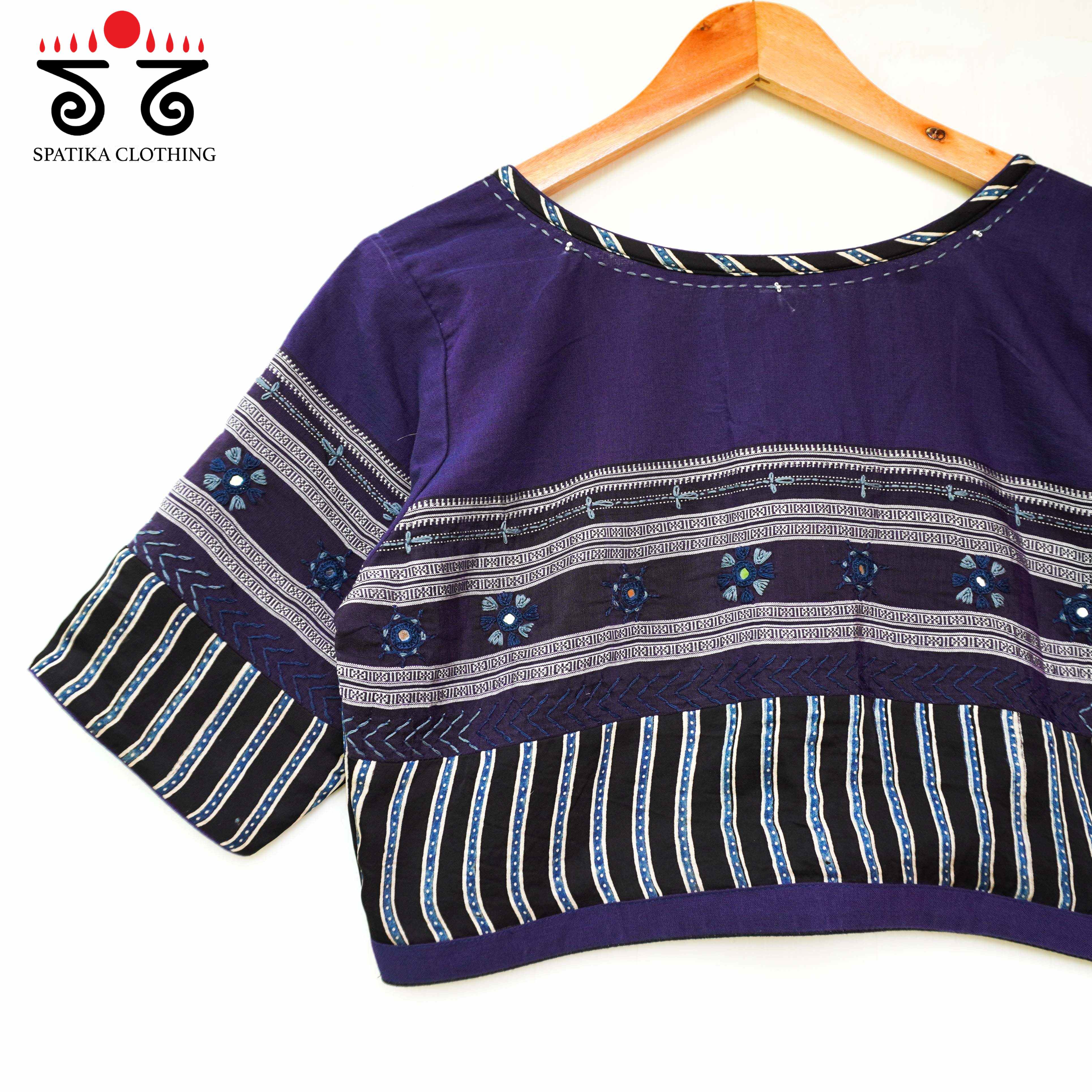 Navy Ajrak Lambani- Modal Blouse - New!