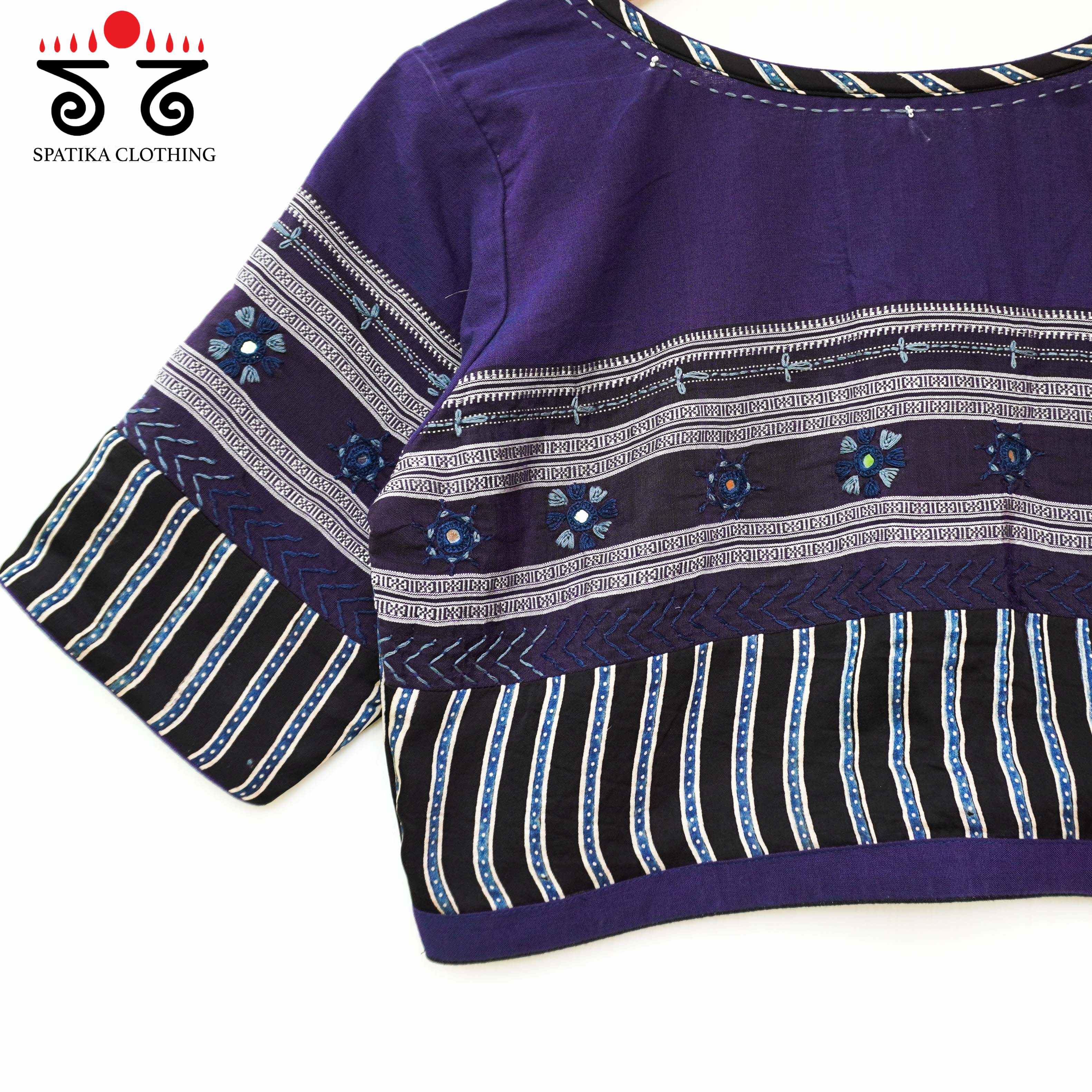 Navy Ajrak Lambani- Modal Blouse - New!