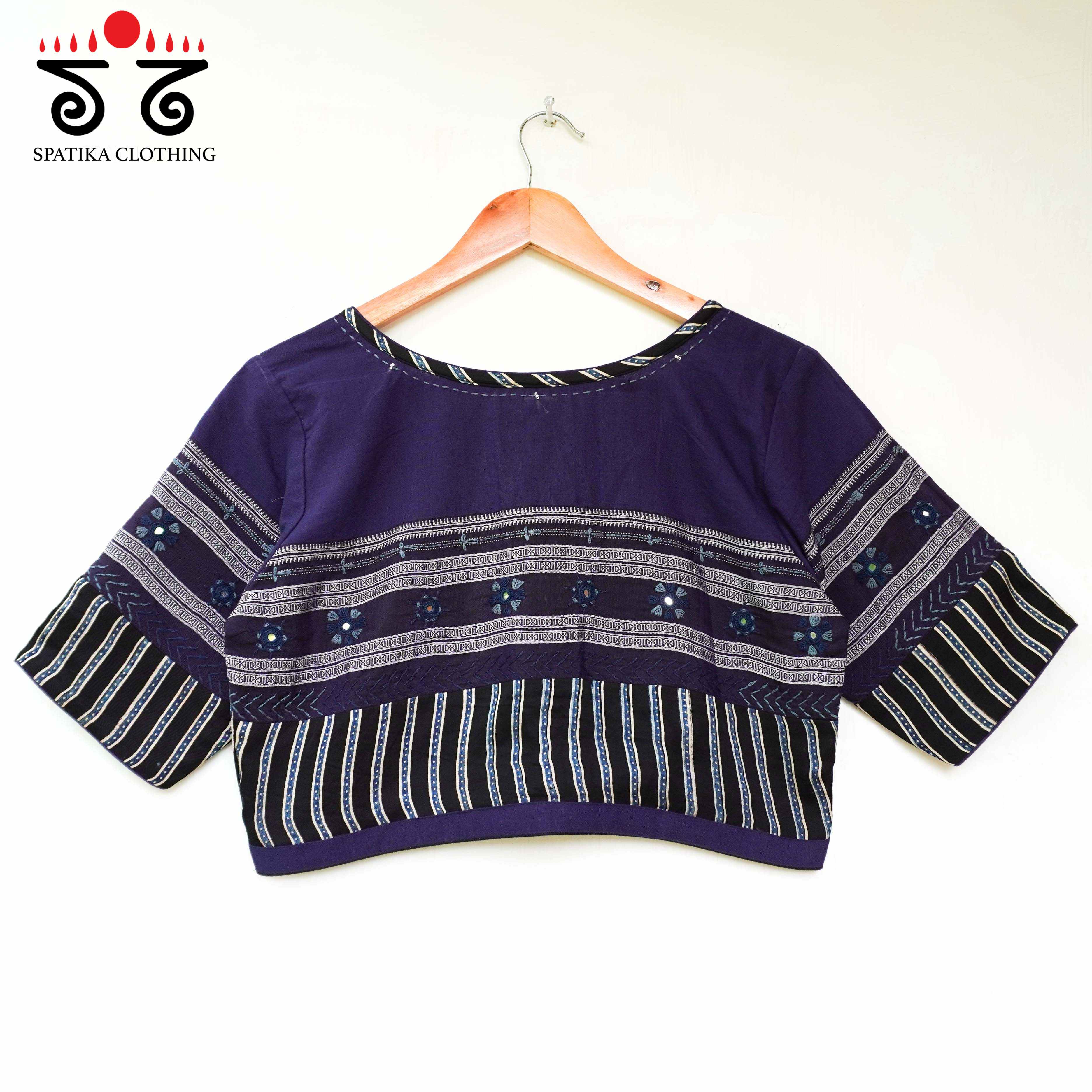 Navy Ajrak Lambani- Modal Blouse - New!