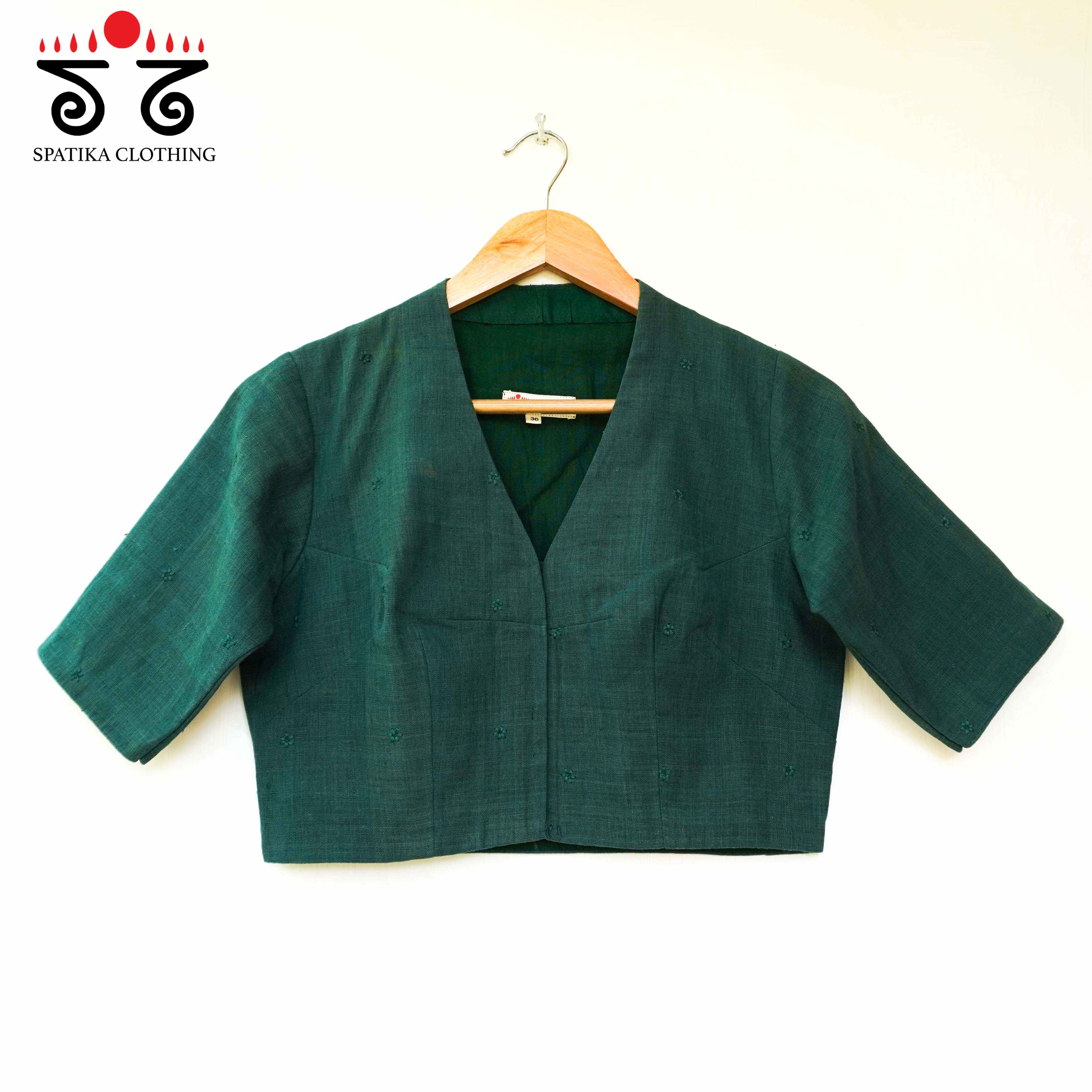 Green Boondhi-Handcrafted Blouse-New!