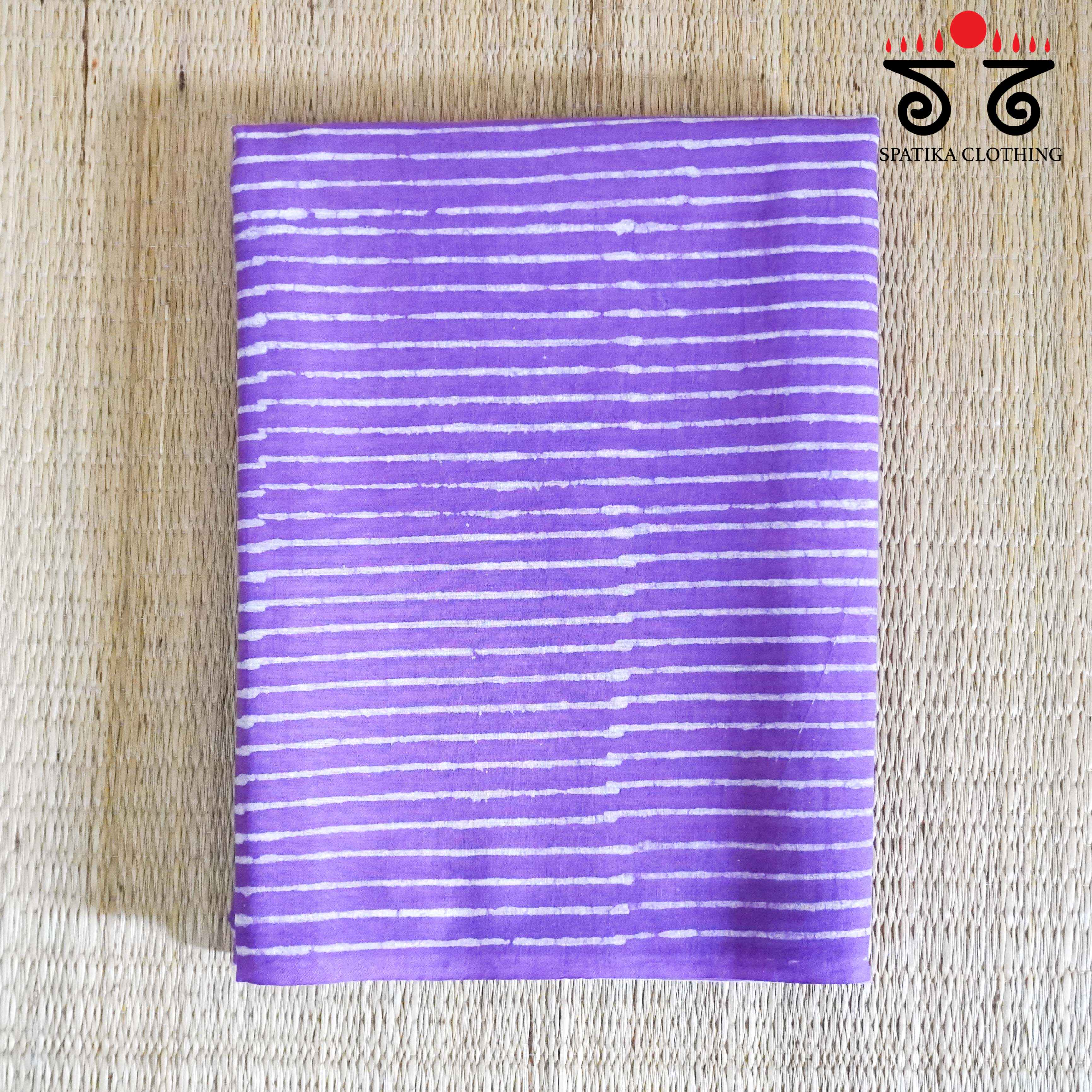 Lavender & White Hand Blockprinted Mul Cotton Saree