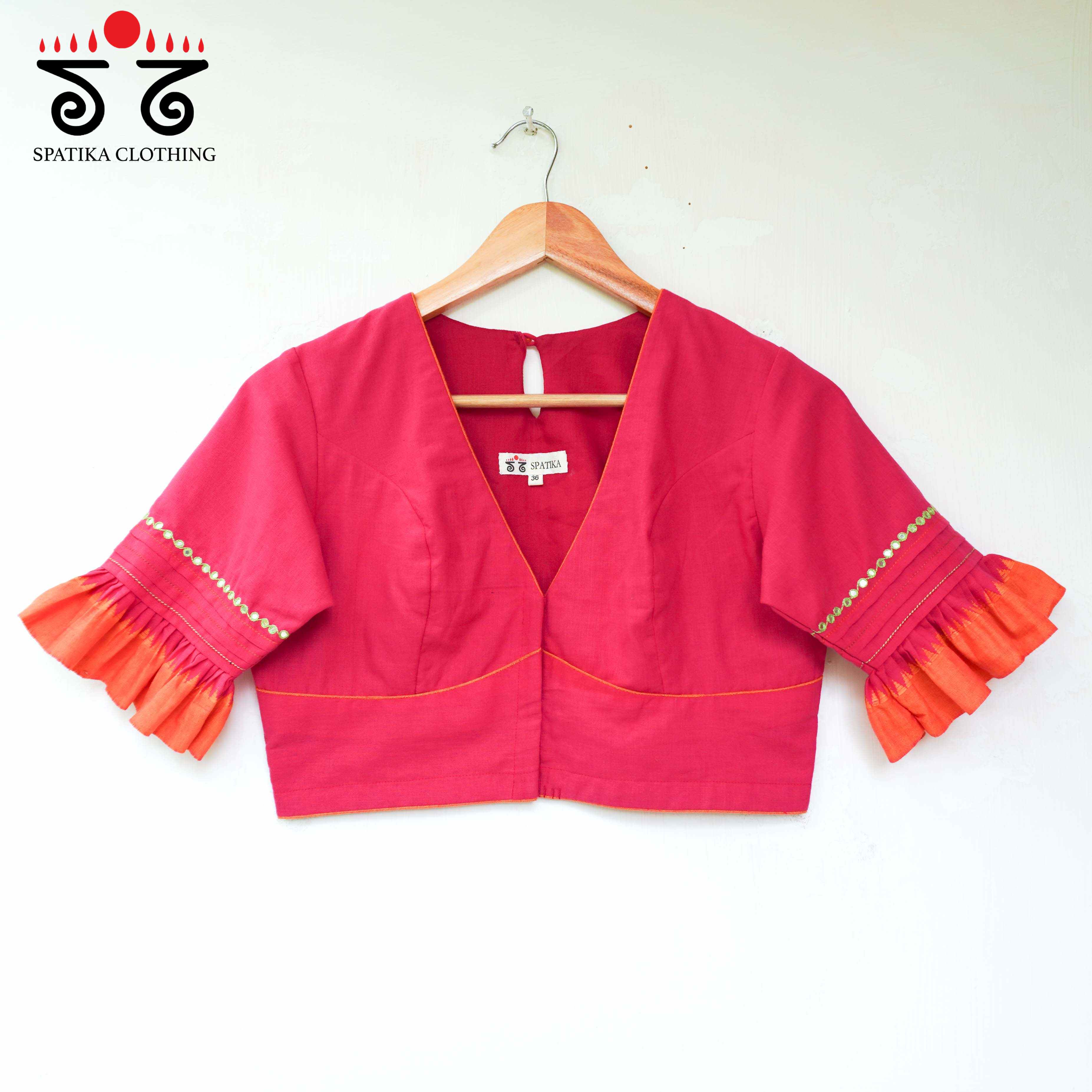 Pink Frilled Mirror- Handcrafted Blouse
