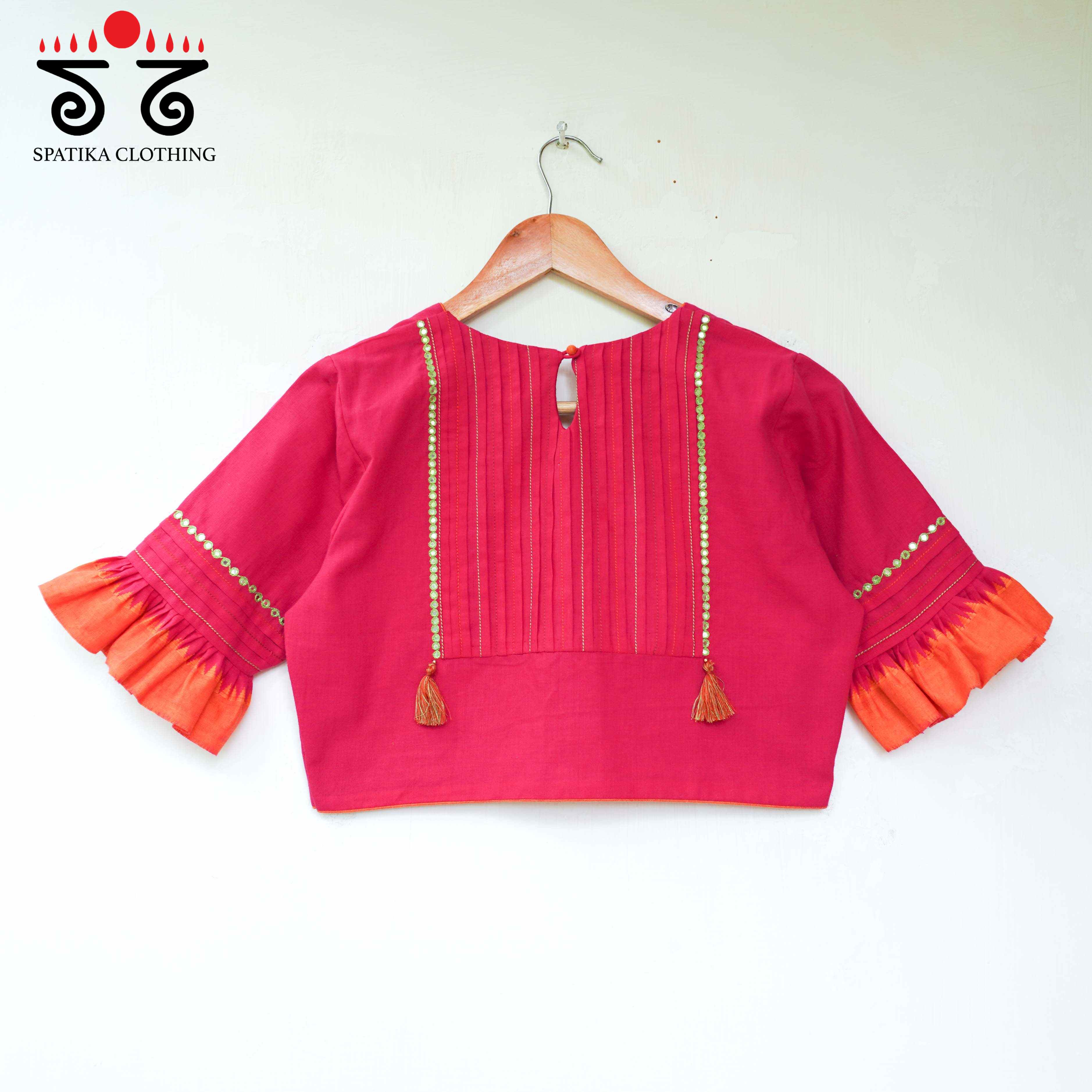 Pink Frilled Mirror- Handcrafted Blouse