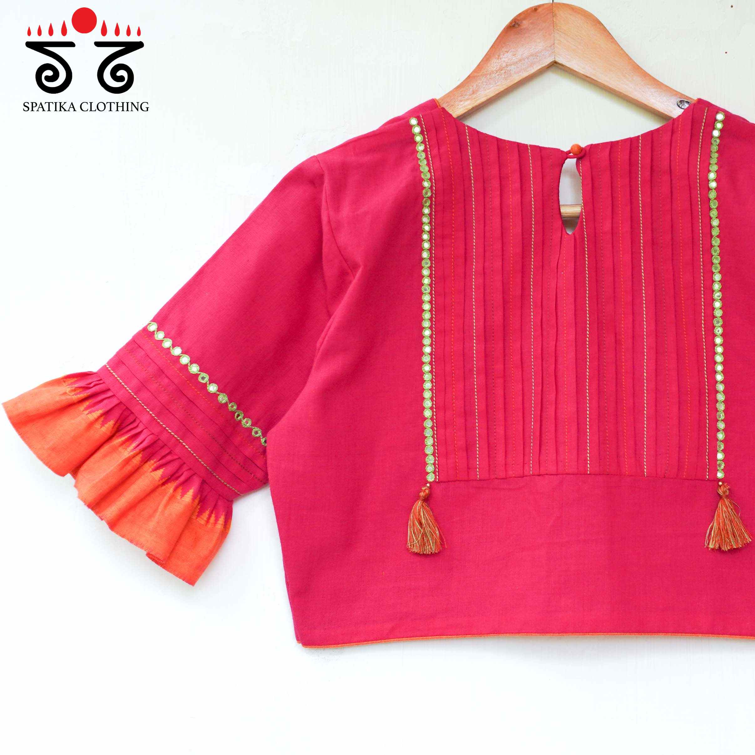 Pink Frilled Mirror- Handcrafted Blouse