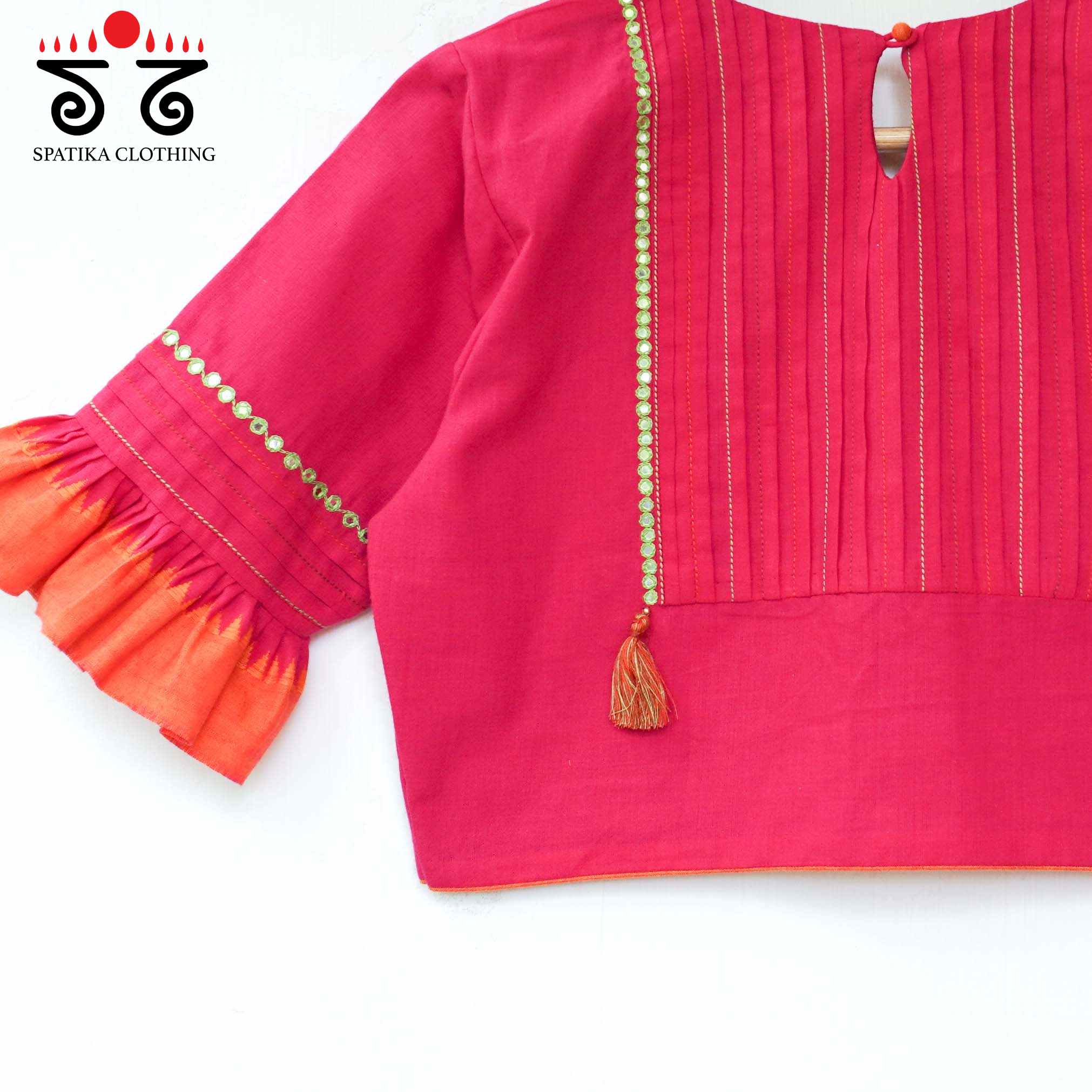 Pink Frilled Mirror- Handcrafted Blouse