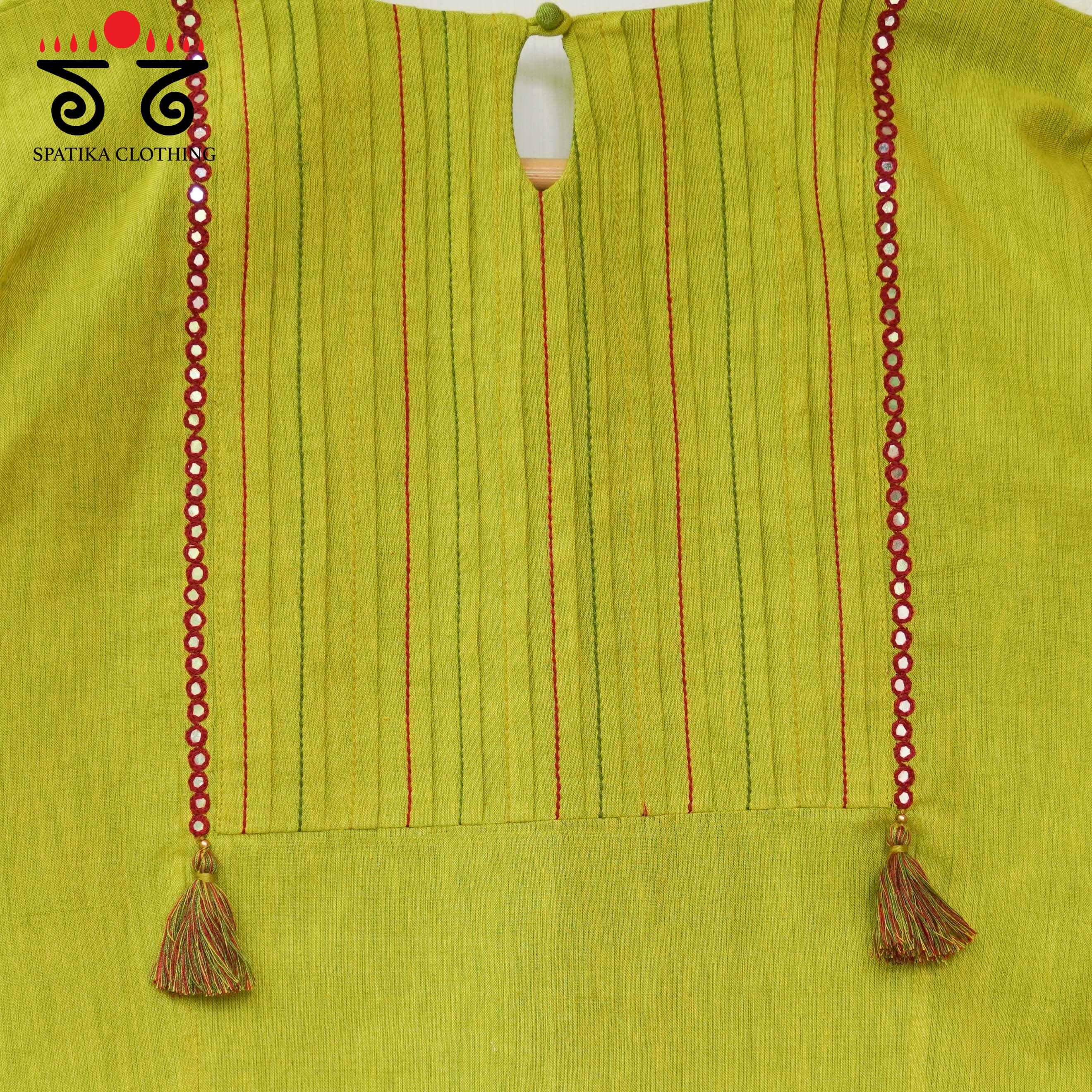 Green Frilled Mirror- Handcrafted Blouse