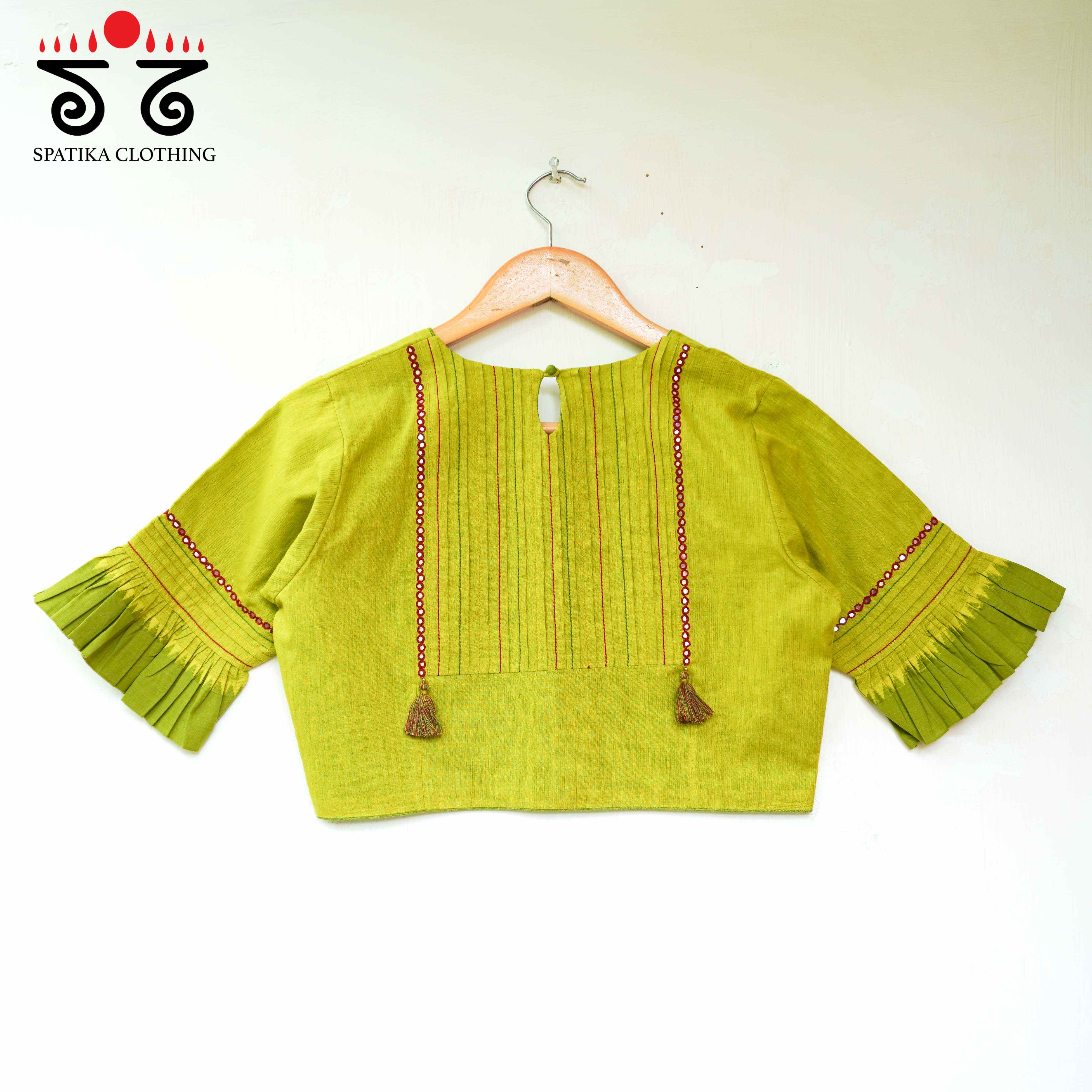 Green Frilled Mirror- Handcrafted Blouse