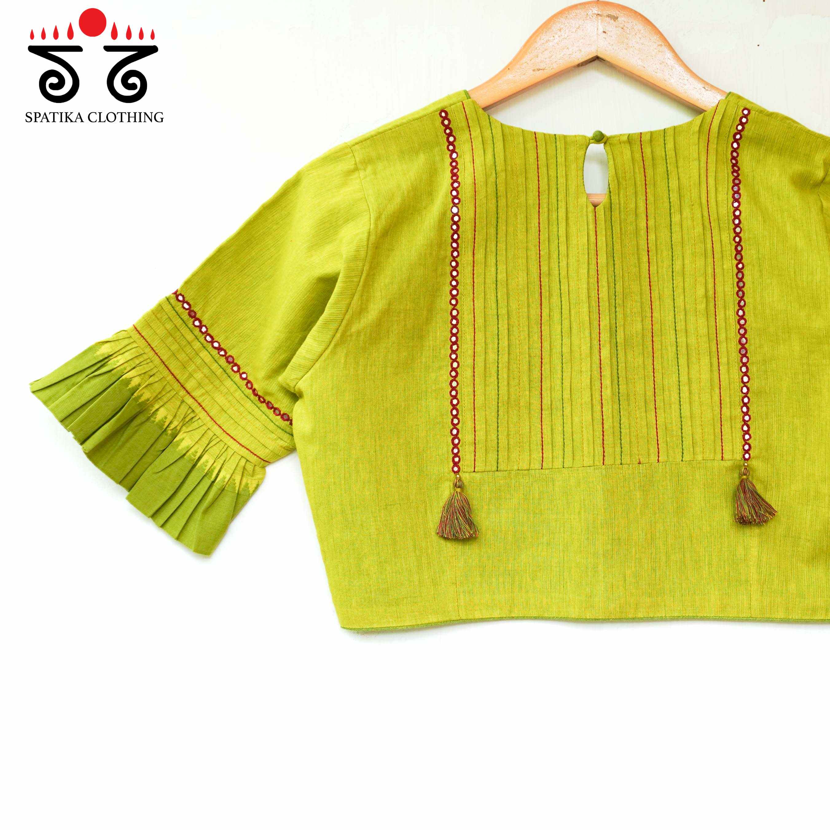 Green Frilled Mirror- Handcrafted Blouse