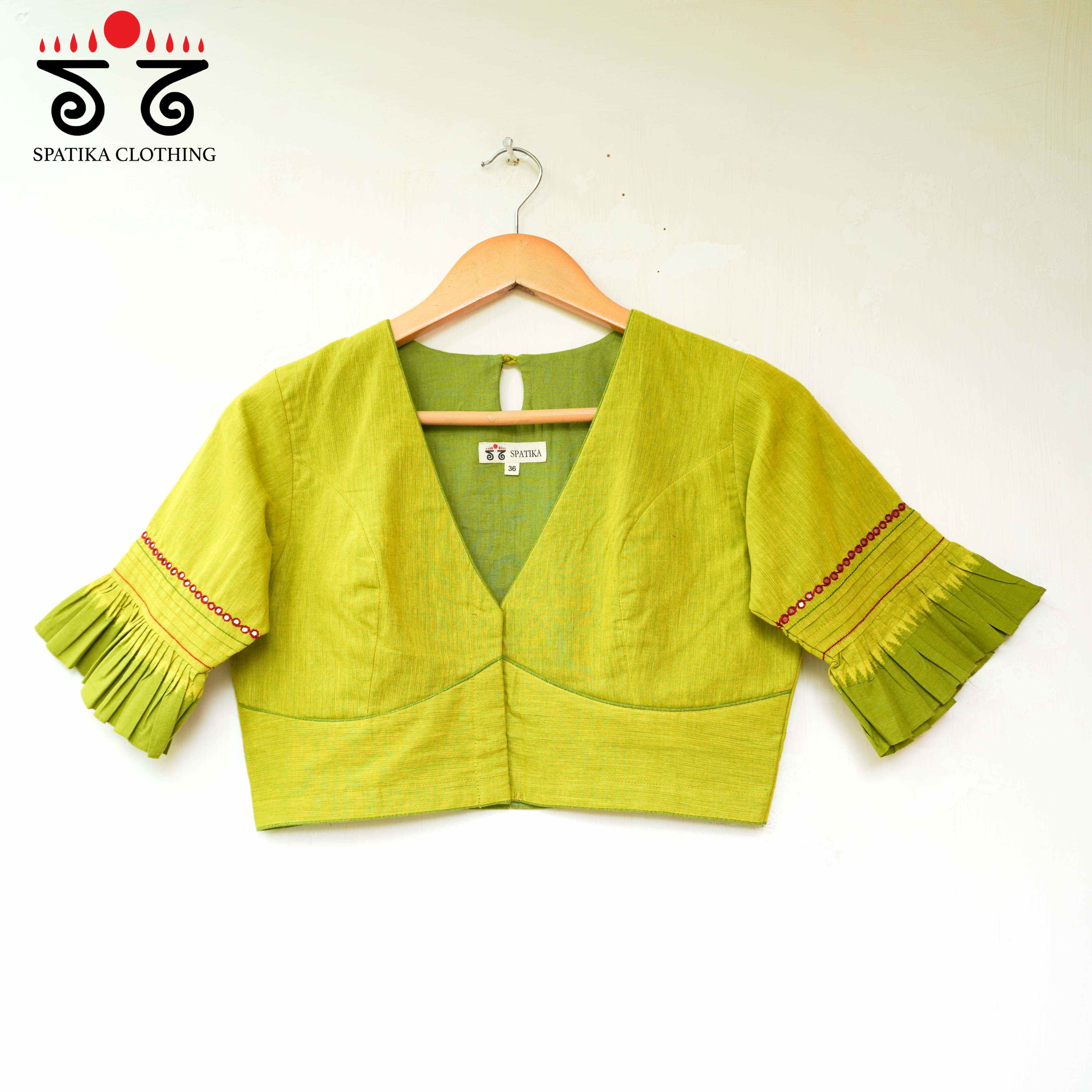 Green Frilled Mirror- Handcrafted Blouse