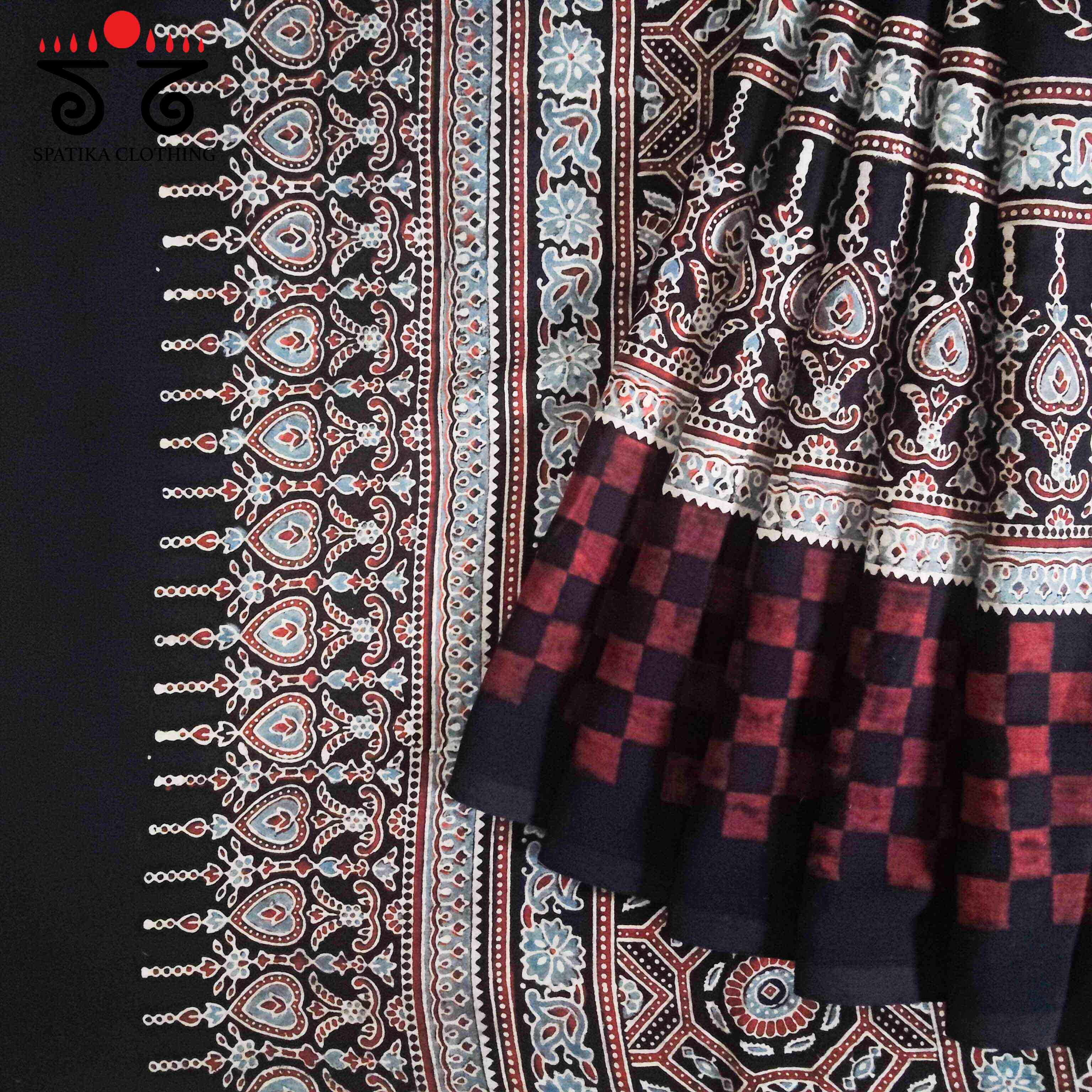 Black Ajrak Modal Silk Saree