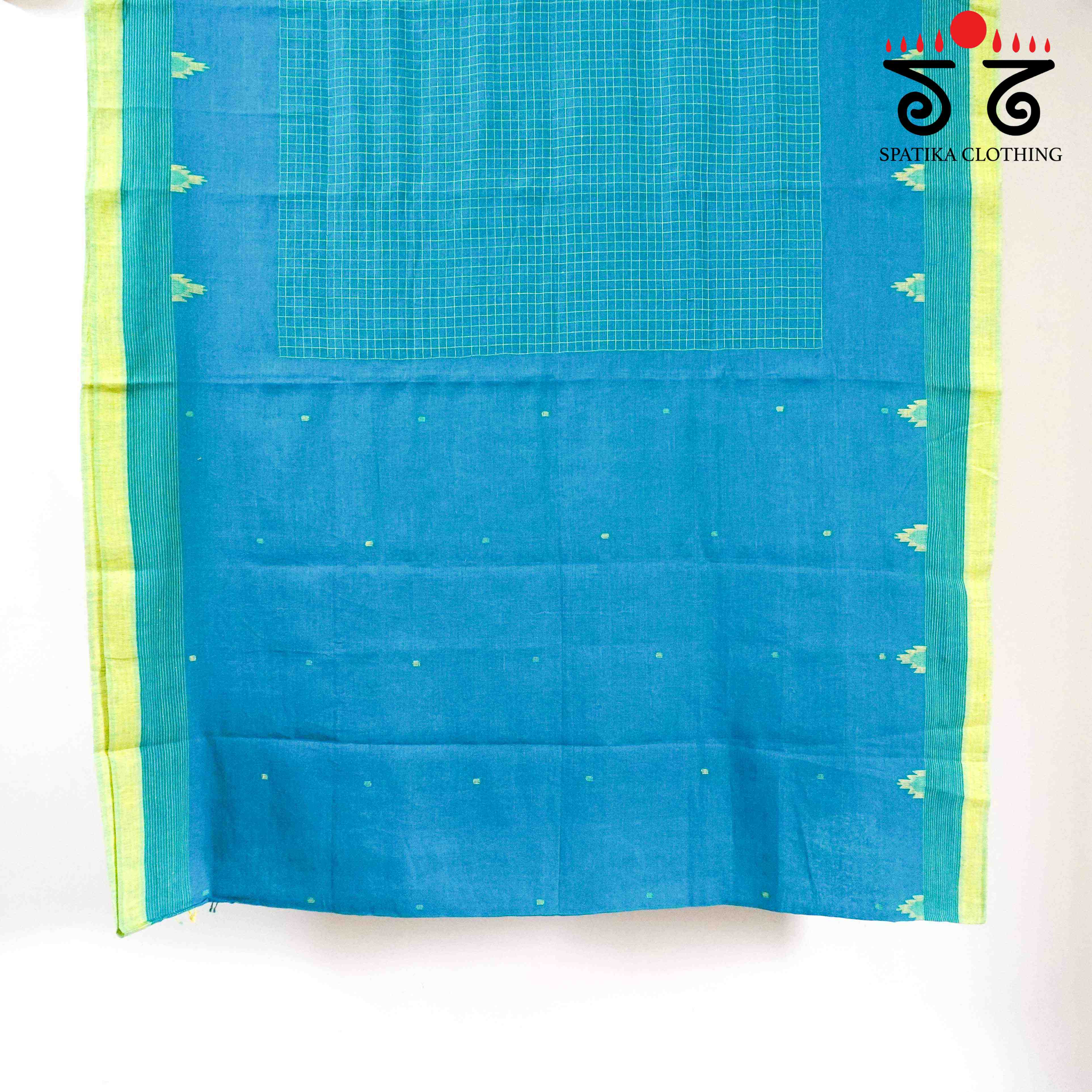 Blue & Yellow Jamdhani Bengal Cotton Saree