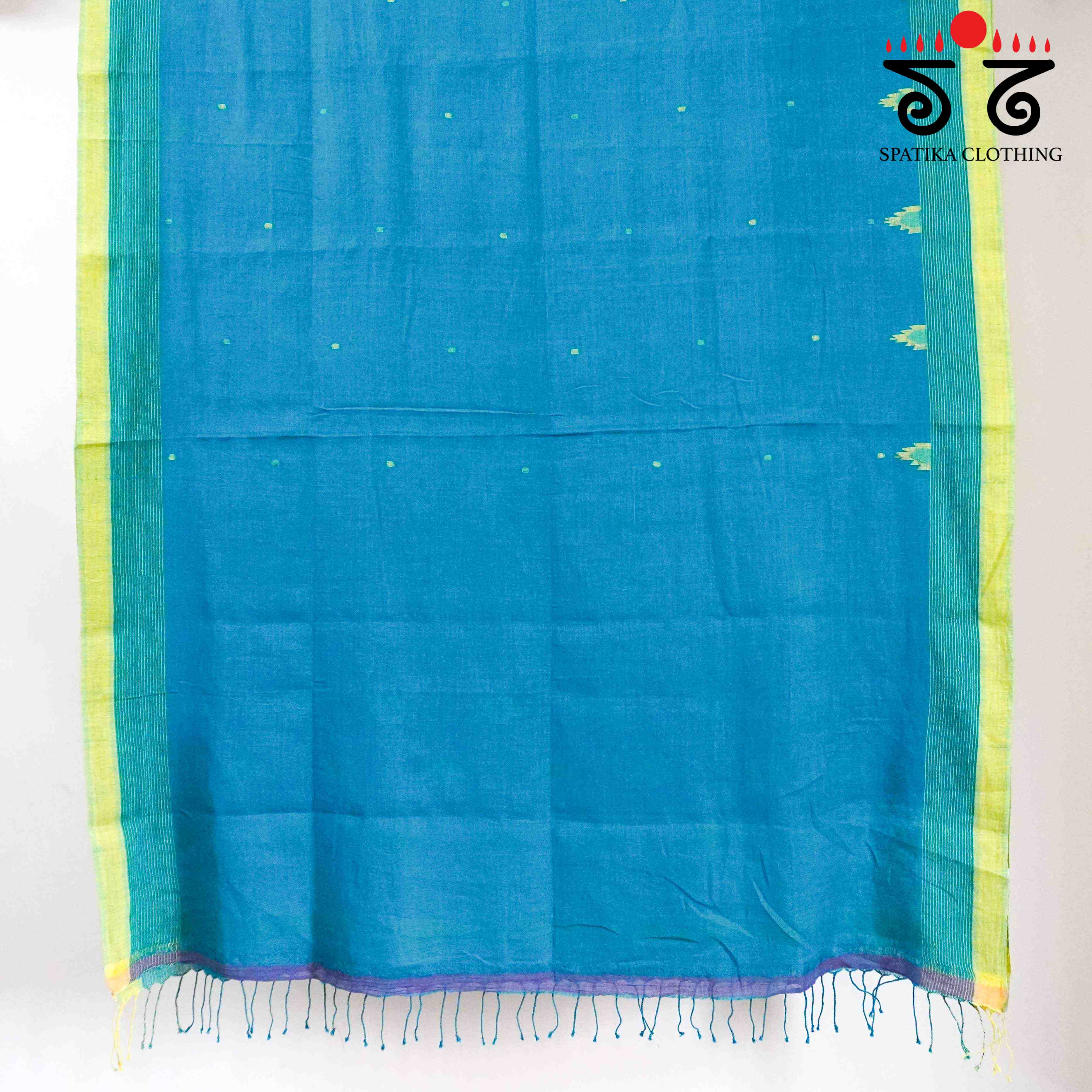 Blue & Yellow Jamdhani Bengal Cotton Saree