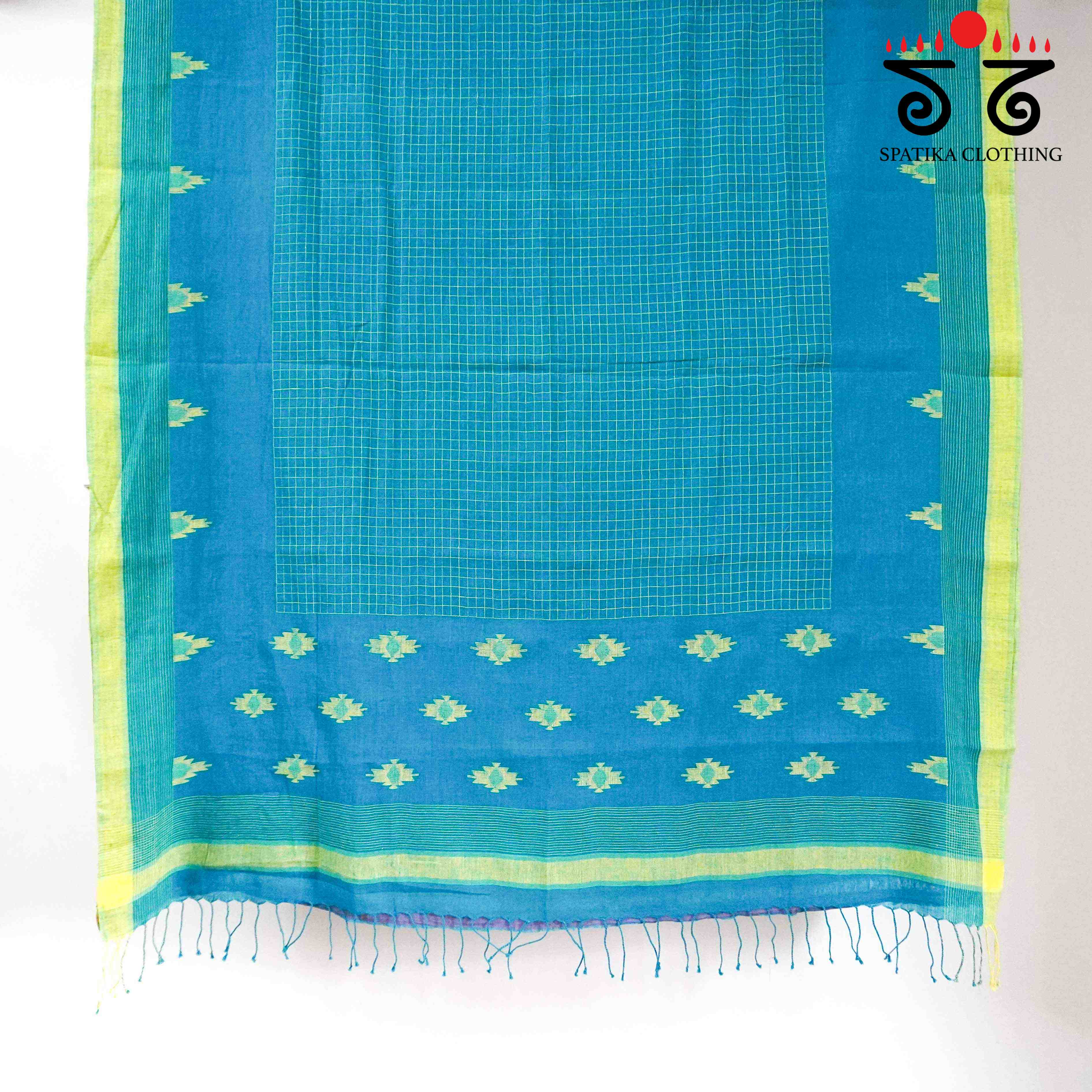 Blue & Yellow Jamdhani Bengal Cotton Saree