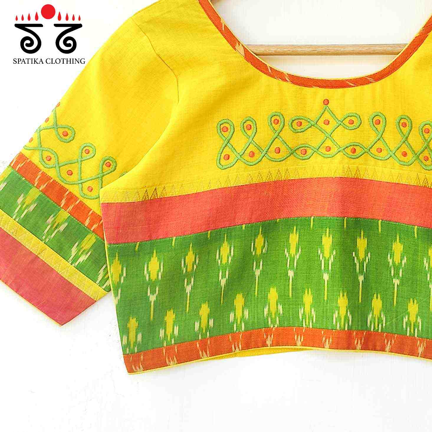 Lemon Yellow Prabhavati Kolam Handcrafted Blouse