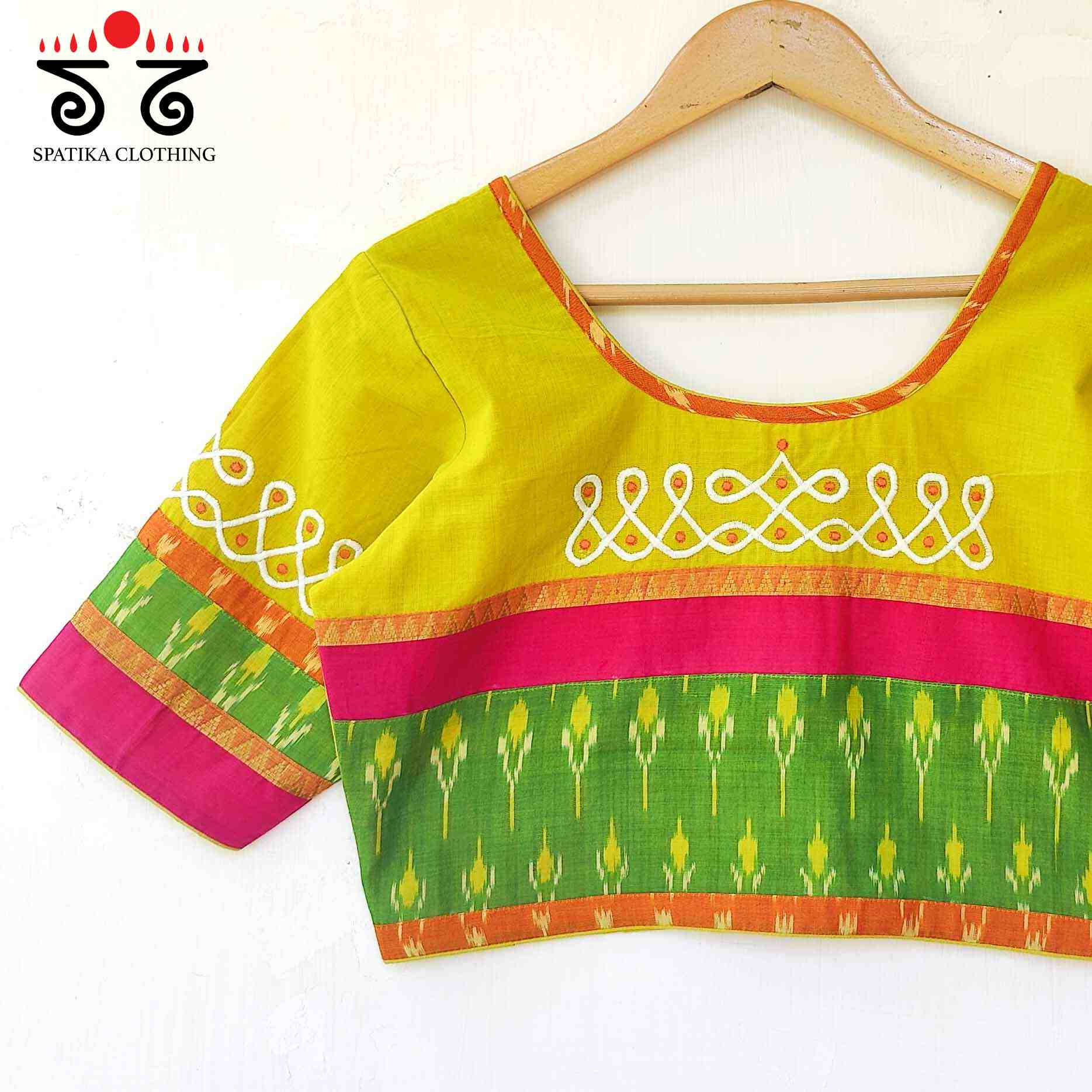 Yellow Prabhavati Kolam Handcrafted Blouse