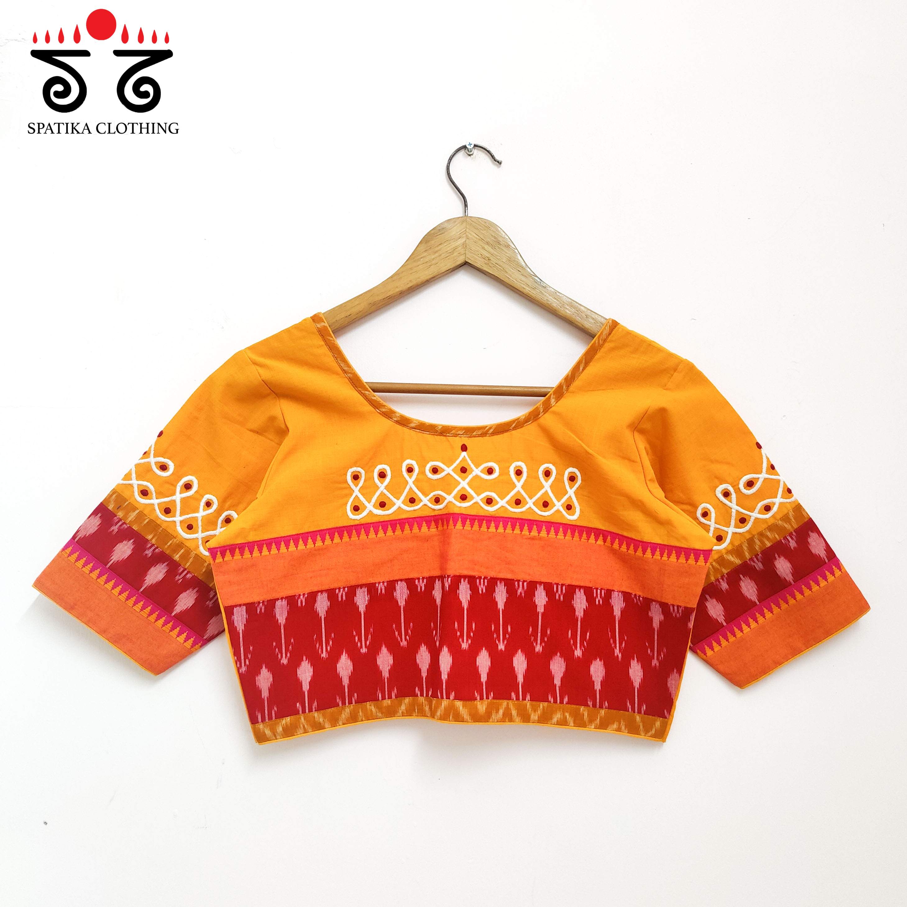Orange Prabhavati Kolam Handcrafted Blouse