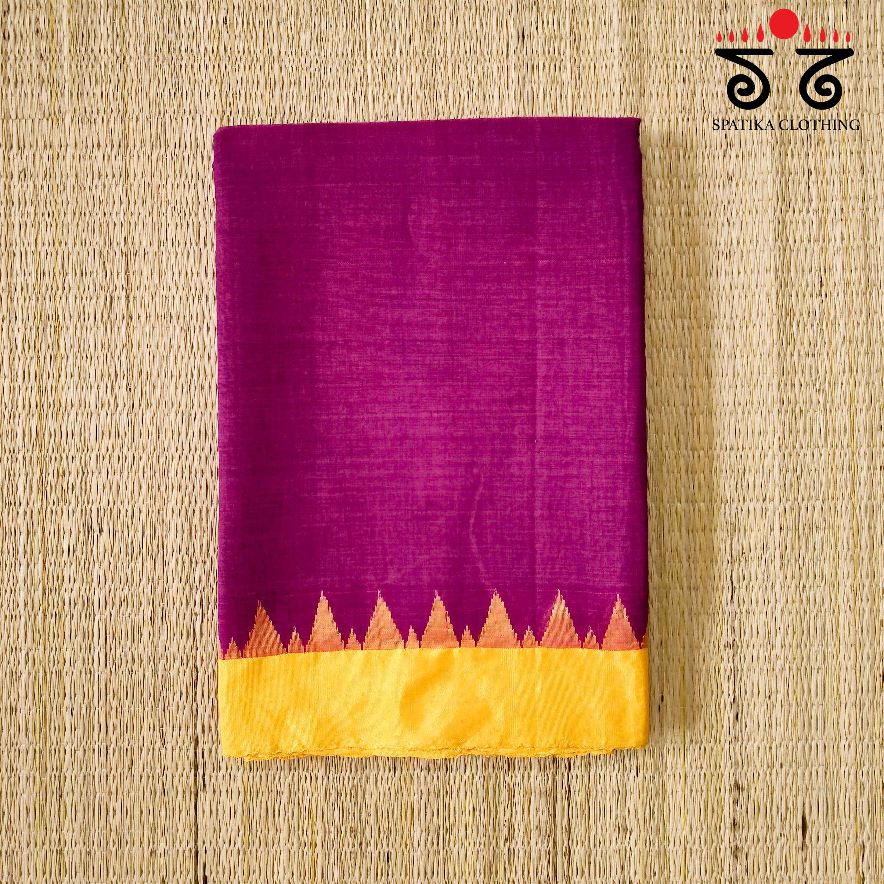 Majenta Ponduru Handspun Saree - With Silk border