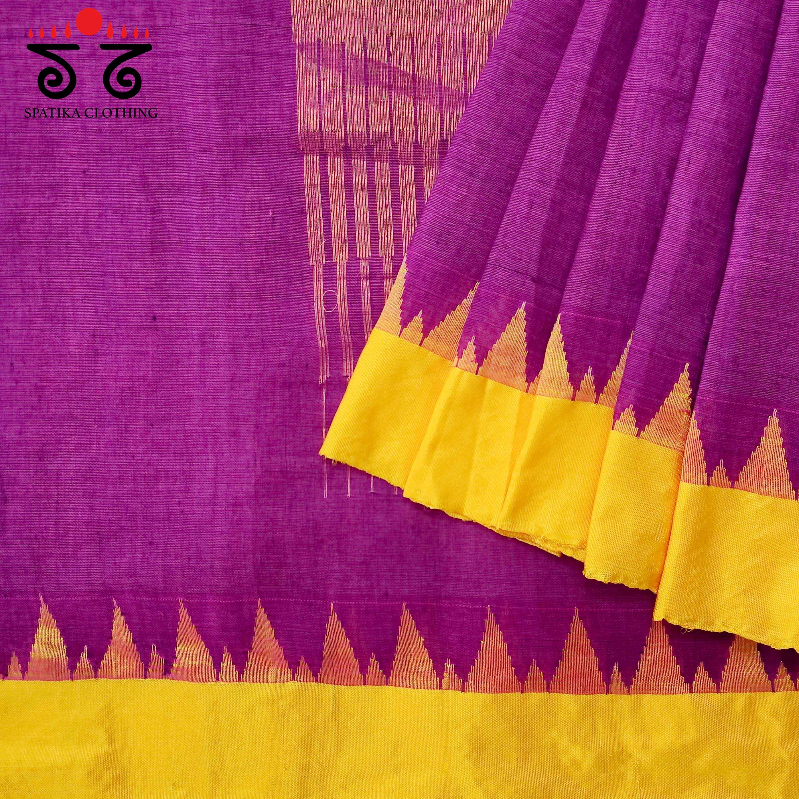 Majenta Ponduru Handspun Saree - With Silk border