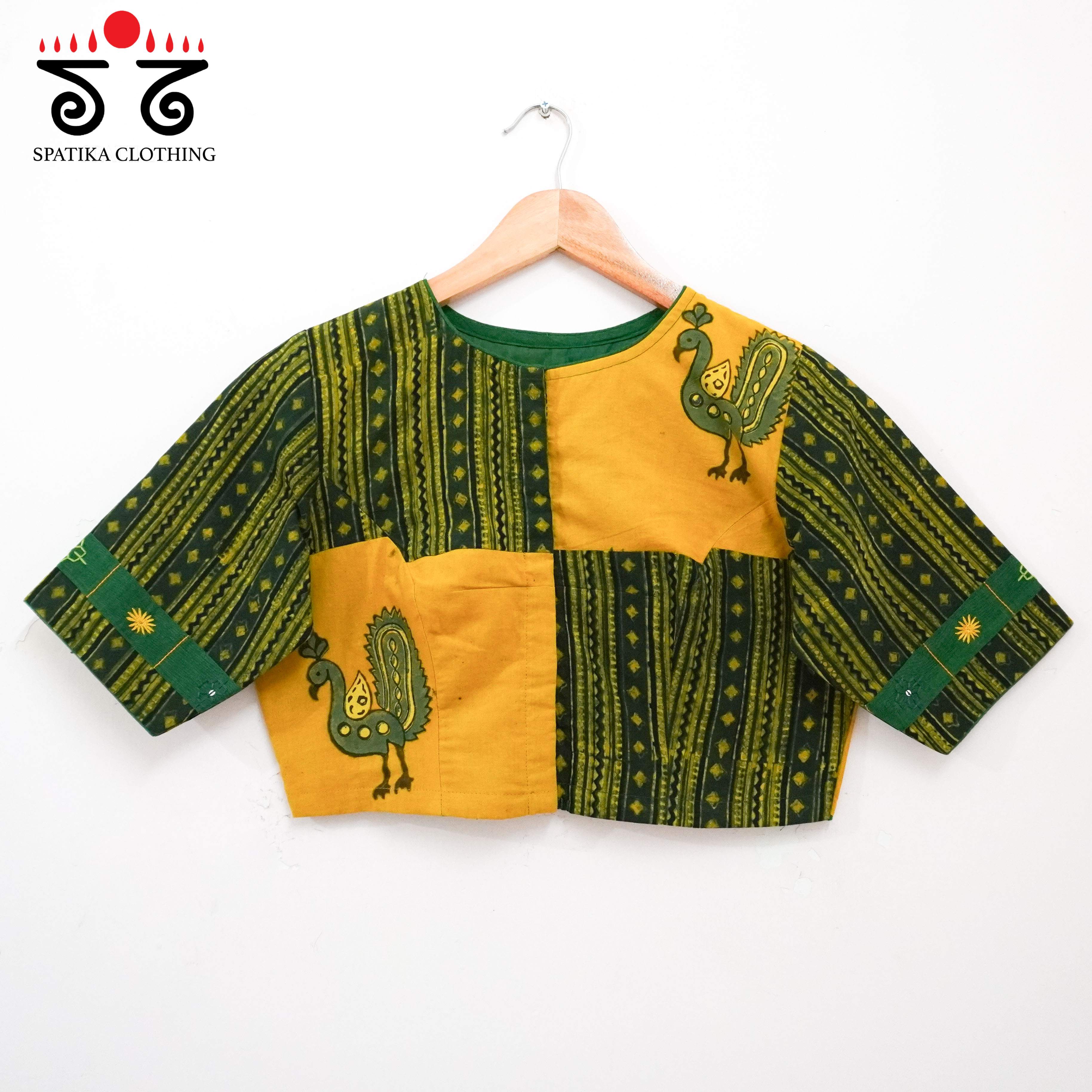 Green Morni Collage-Handcrafted Blouse