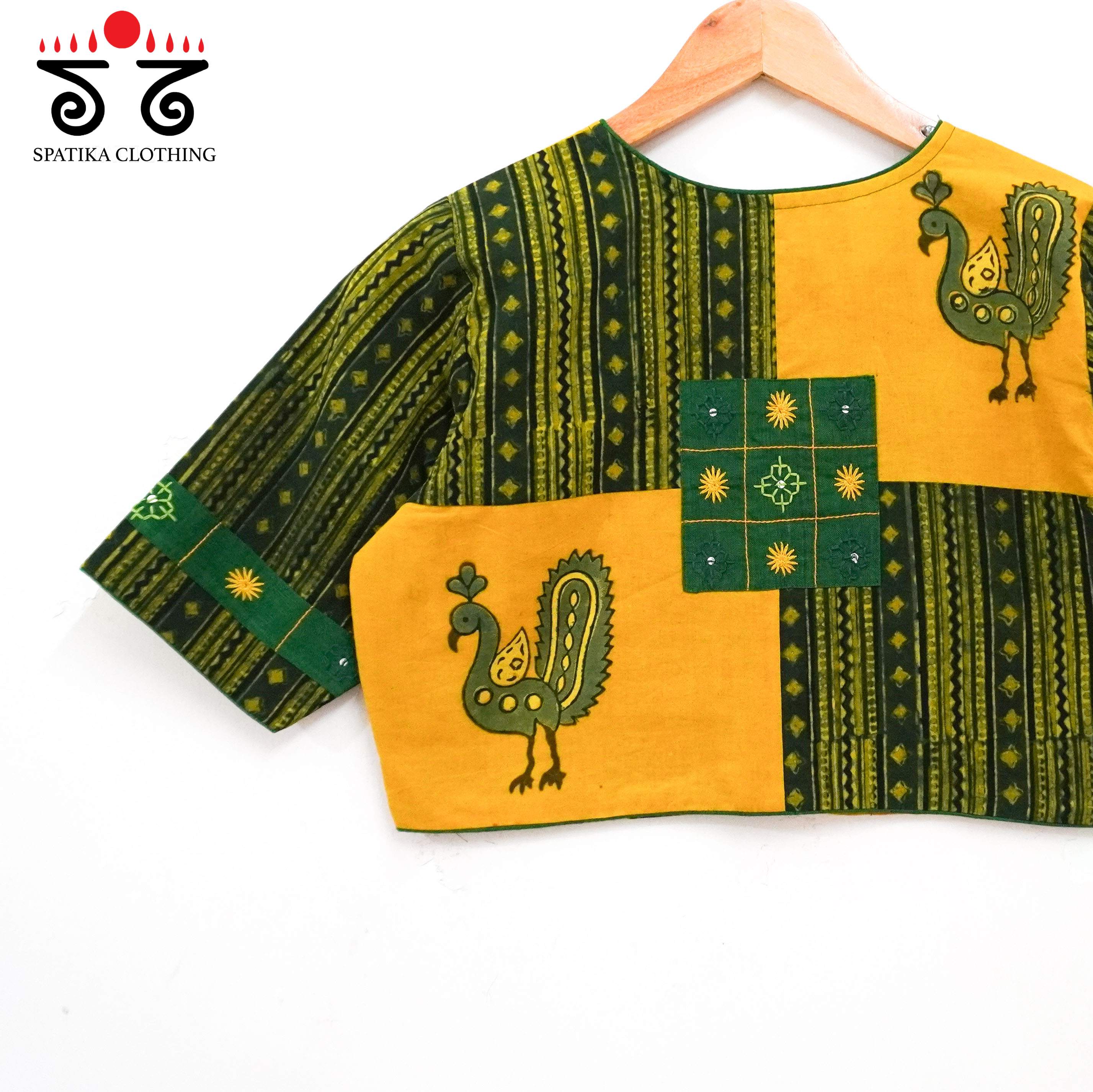 Green Morni Collage-Handcrafted Blouse