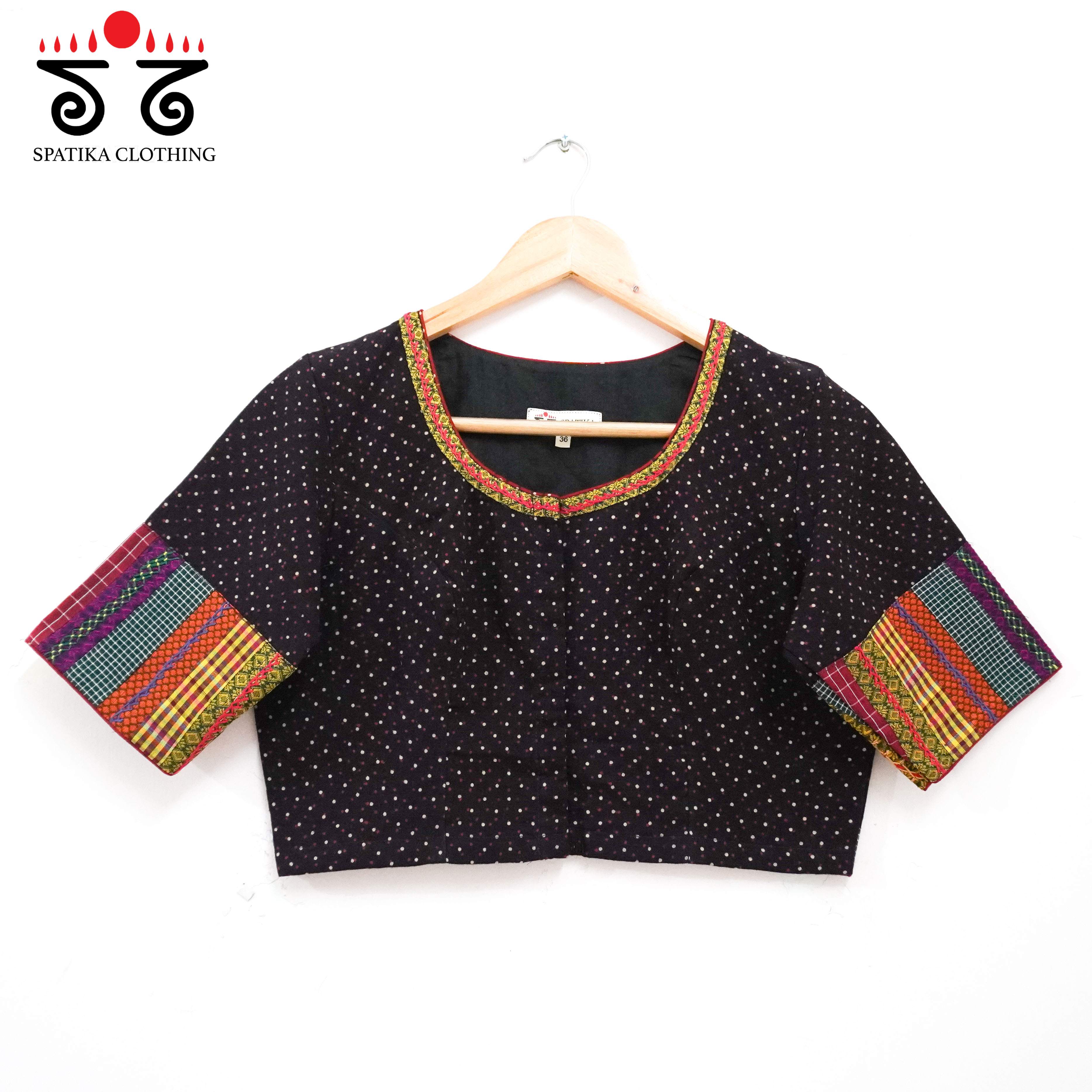 Black Ajrak Patch Work Blouse New!