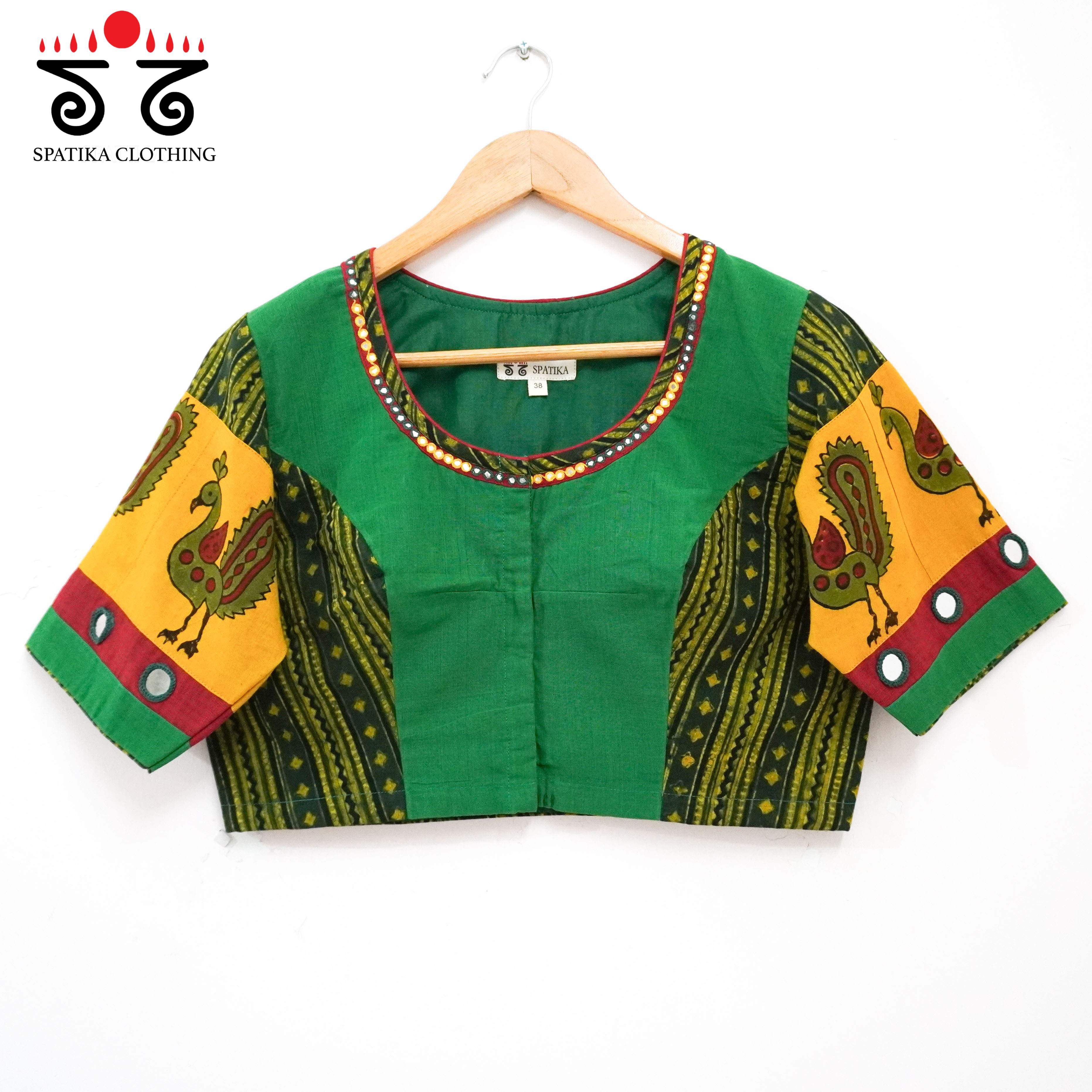 The Morni - Green Mirror work Blouse