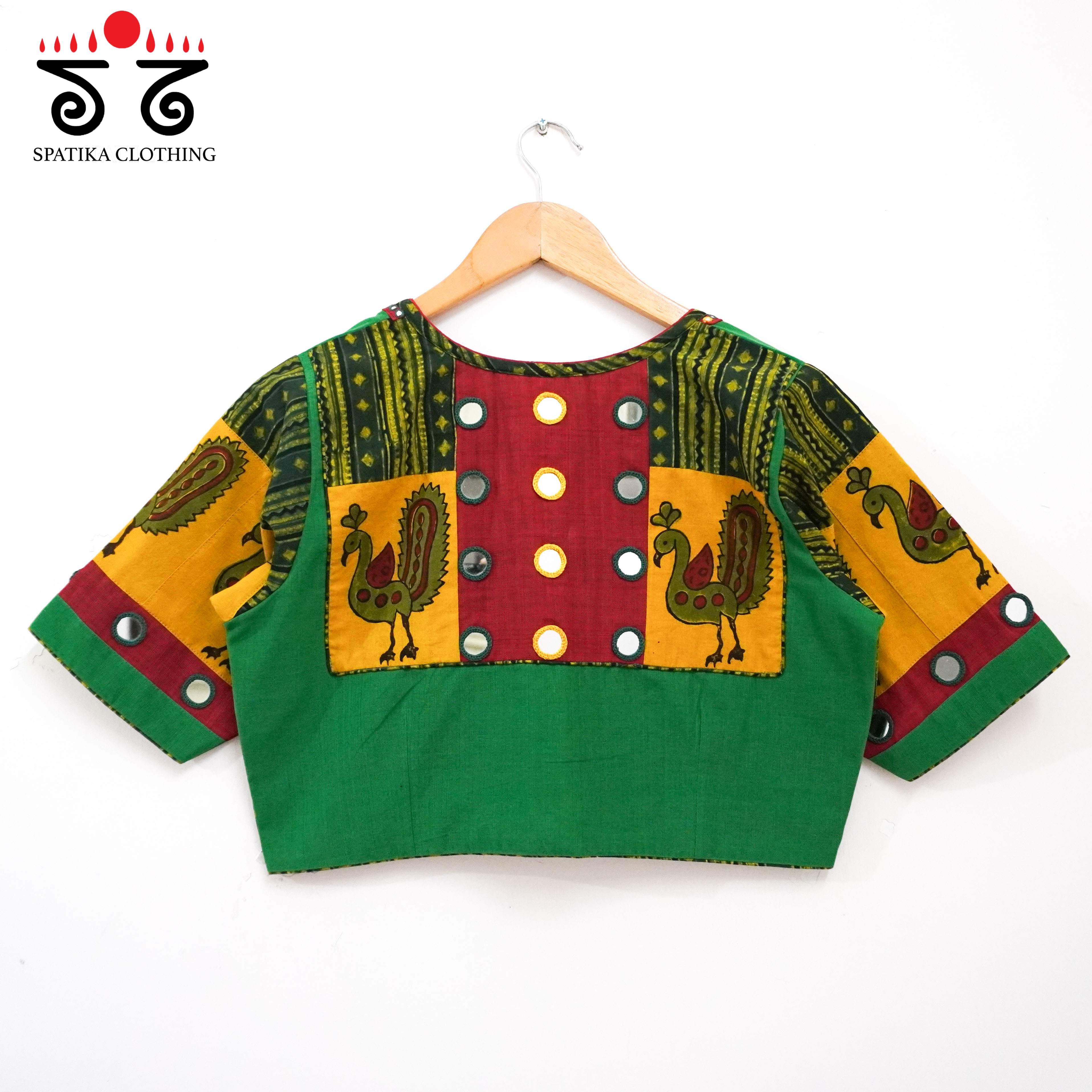 The Morni - Green Mirror work Blouse