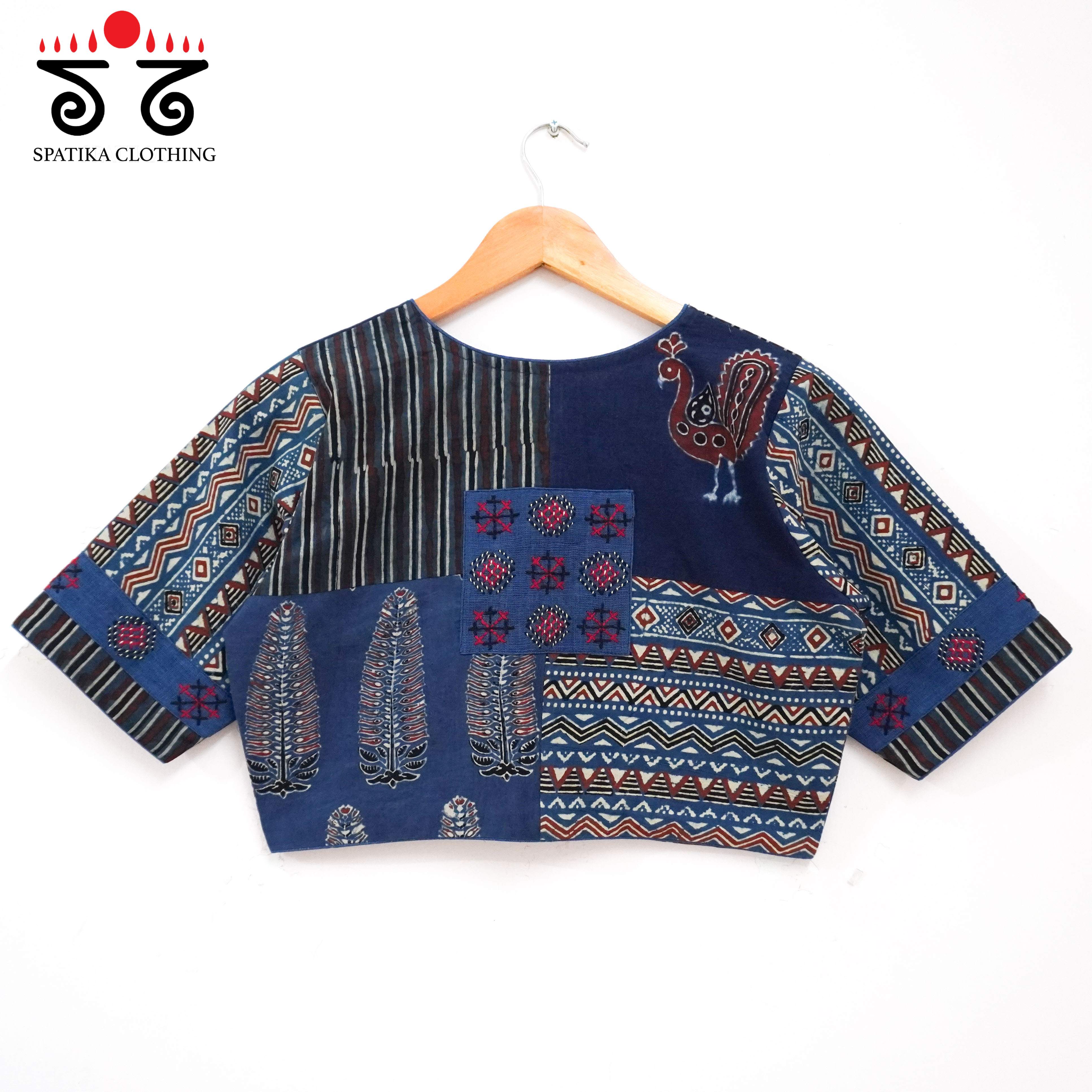 Blue Morni Collage-Handcrafted Blouse