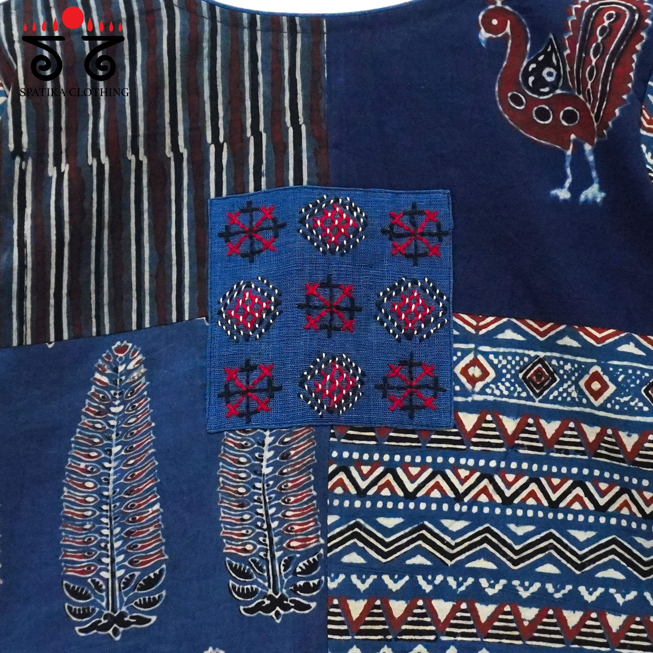 Blue Morni Collage-Handcrafted Blouse