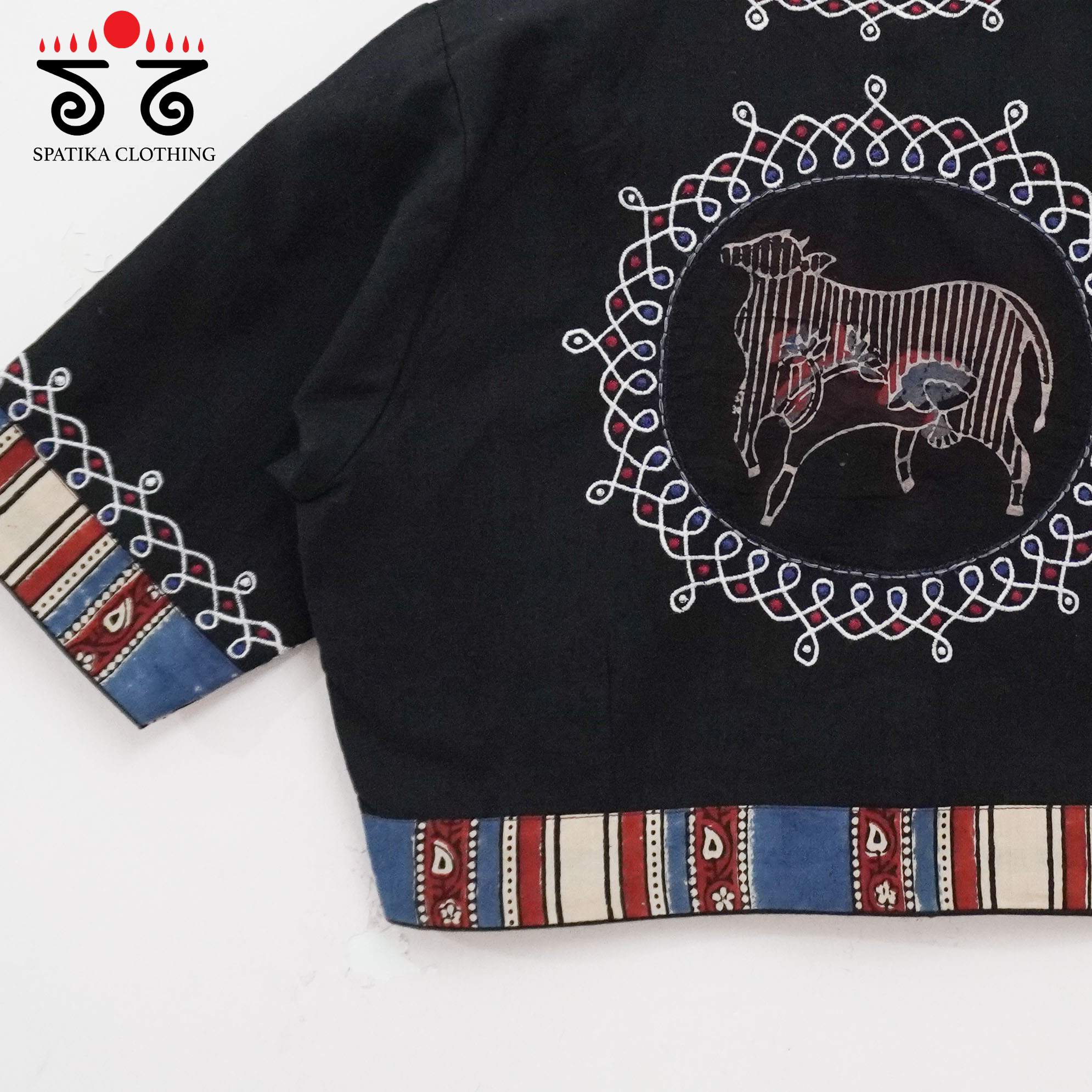 The Pichwai Cow - Black Kolam Handcrafted Blouse