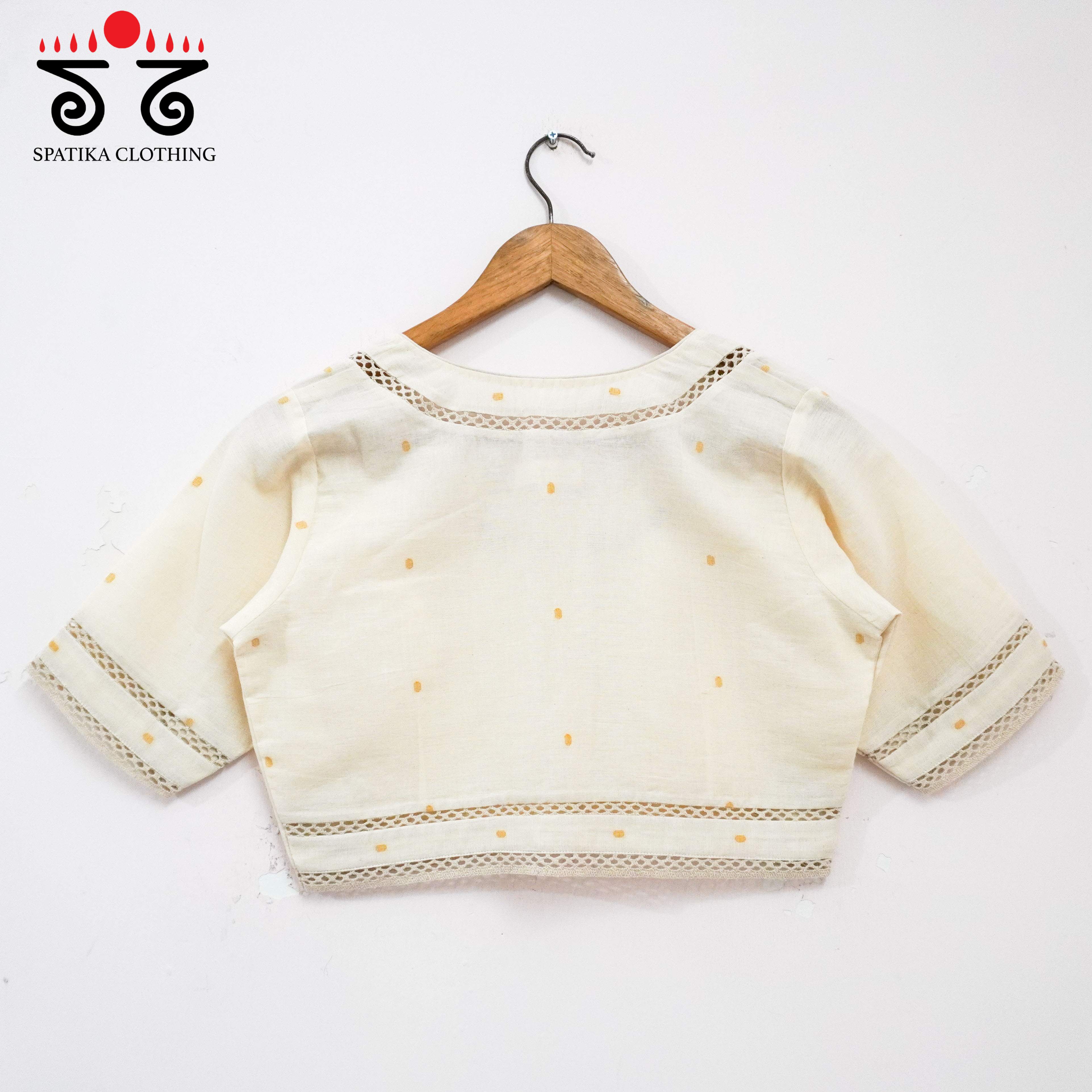Jamdhani Lace Blouse - Yellow Butta!
