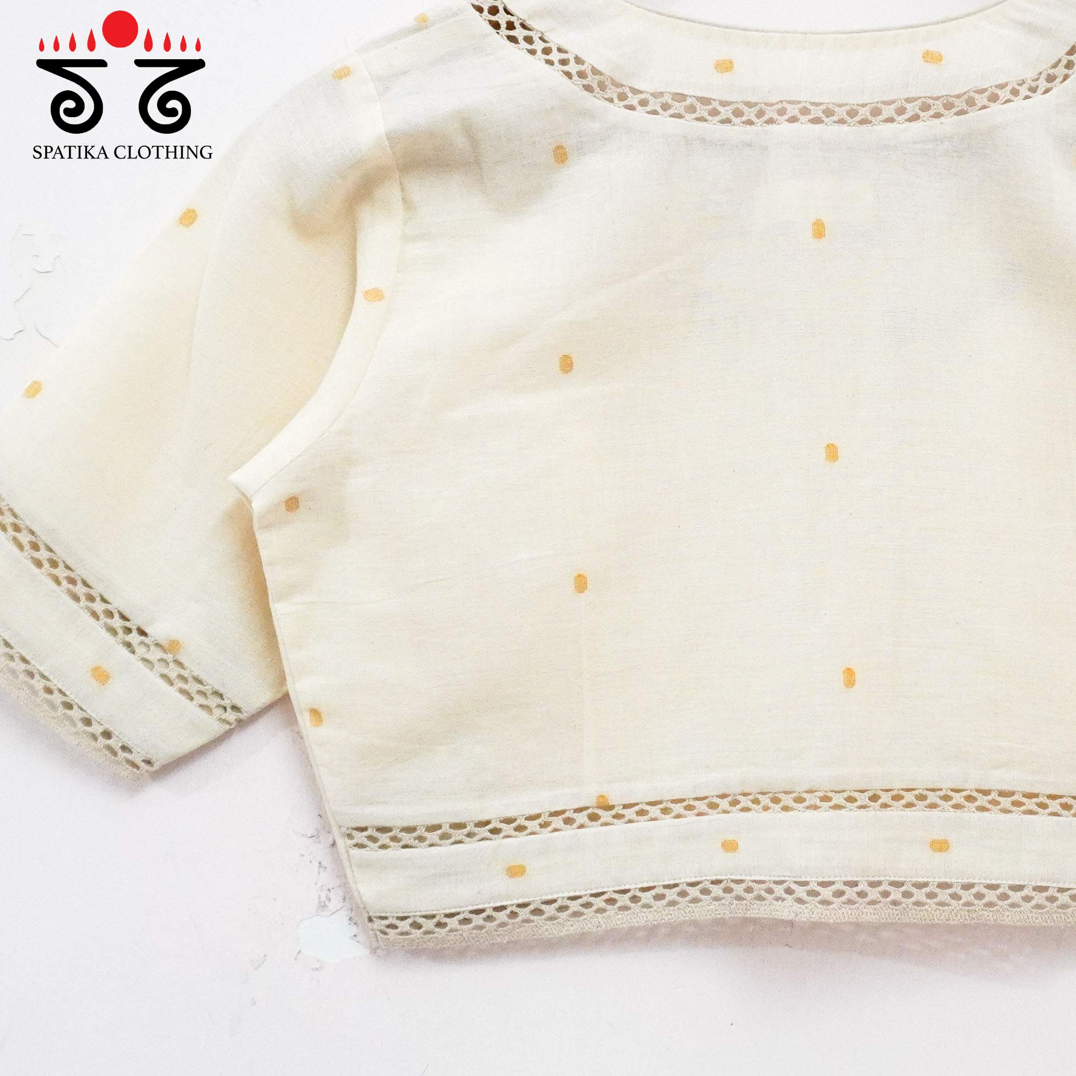 Jamdhani Lace Blouse - Yellow Butta!