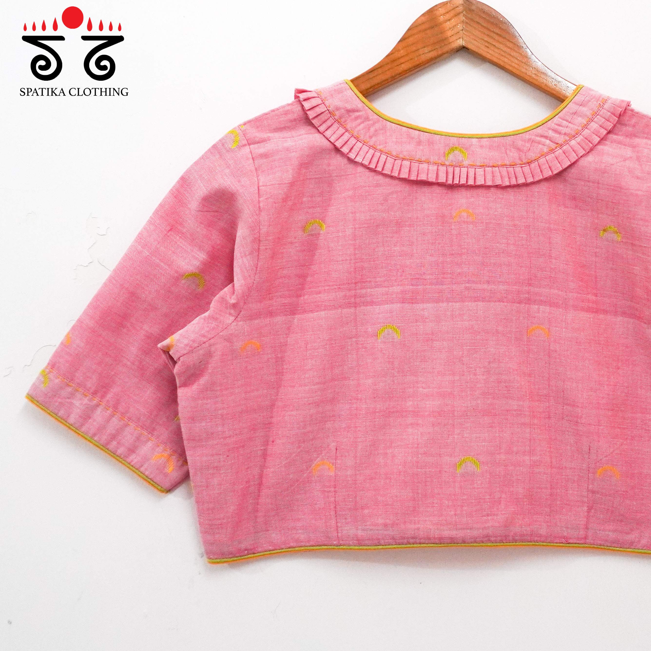 The Frilled Pink Jamdhani Blouse