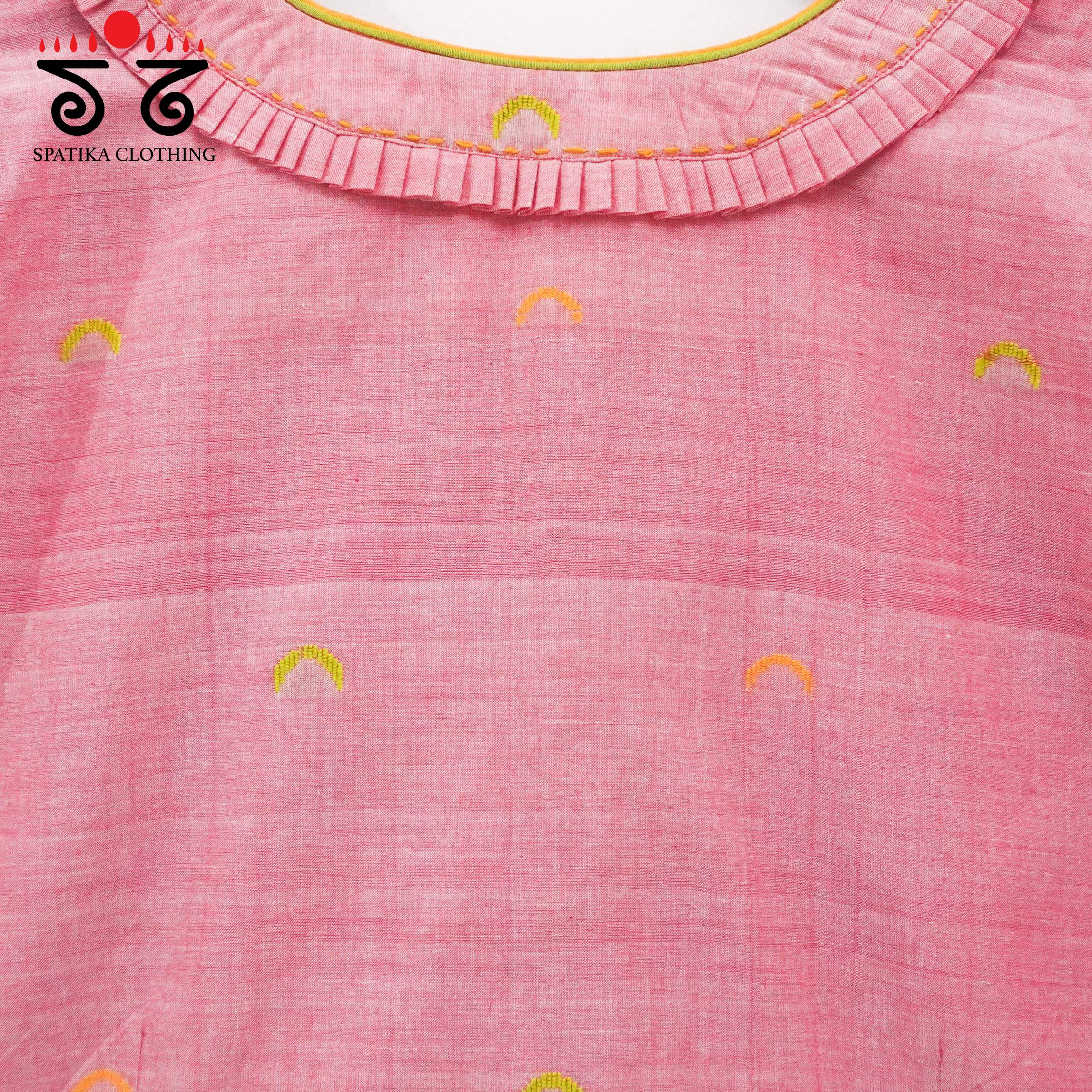 The Frilled Pink Jamdhani Blouse